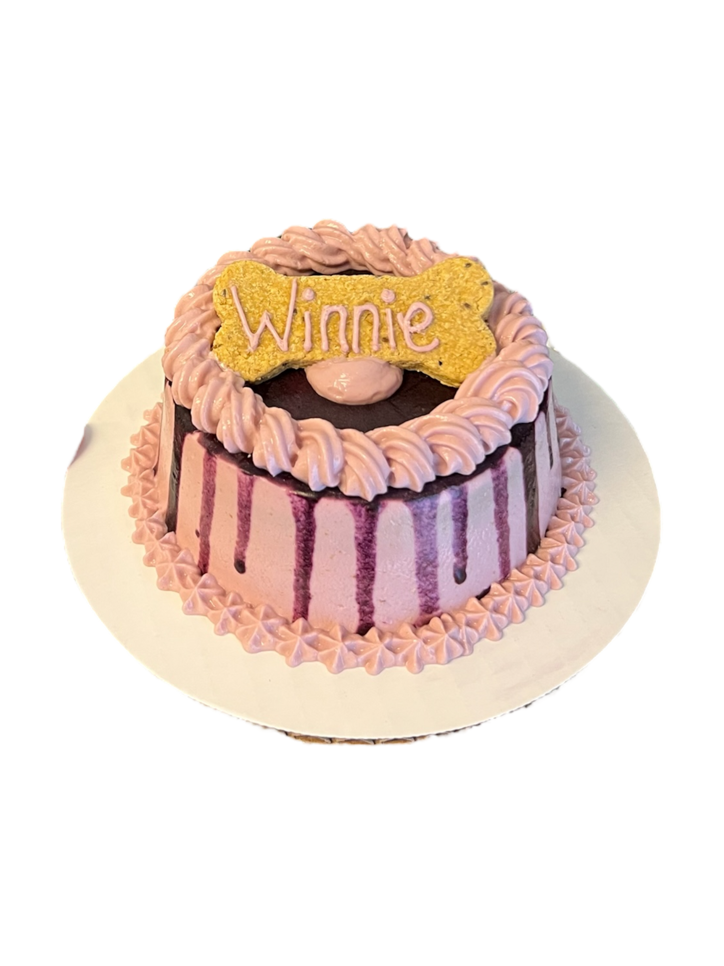 4inch Organic Drip Dog Cake - Custom Bone with Name