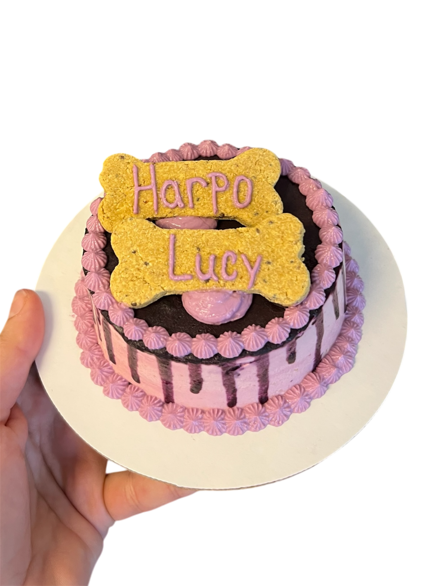 4inch Organic Drip Dog Cake - Custom Bone with Name