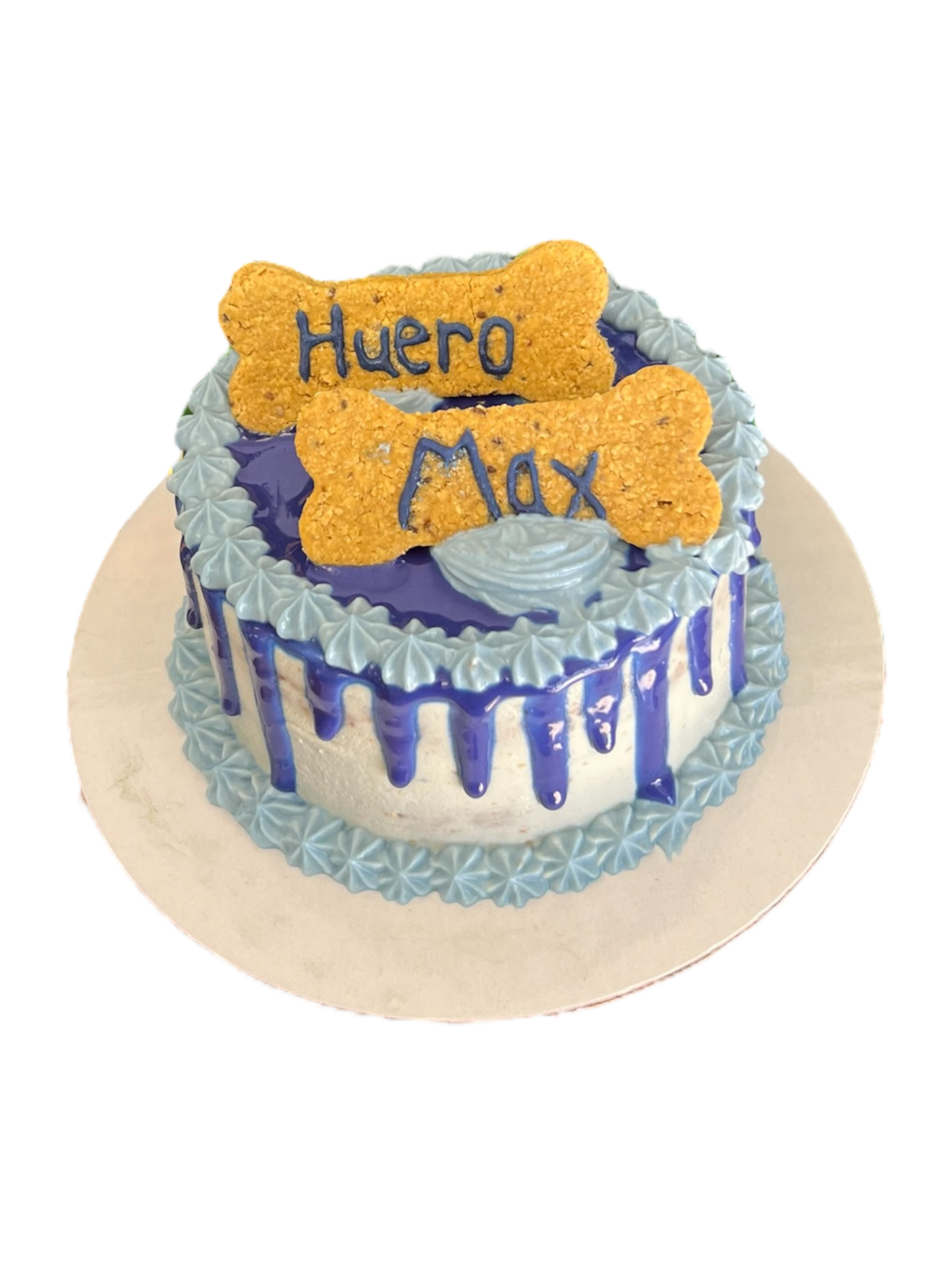 4inch Organic Drip Dog Cake - Custom Bone with Name