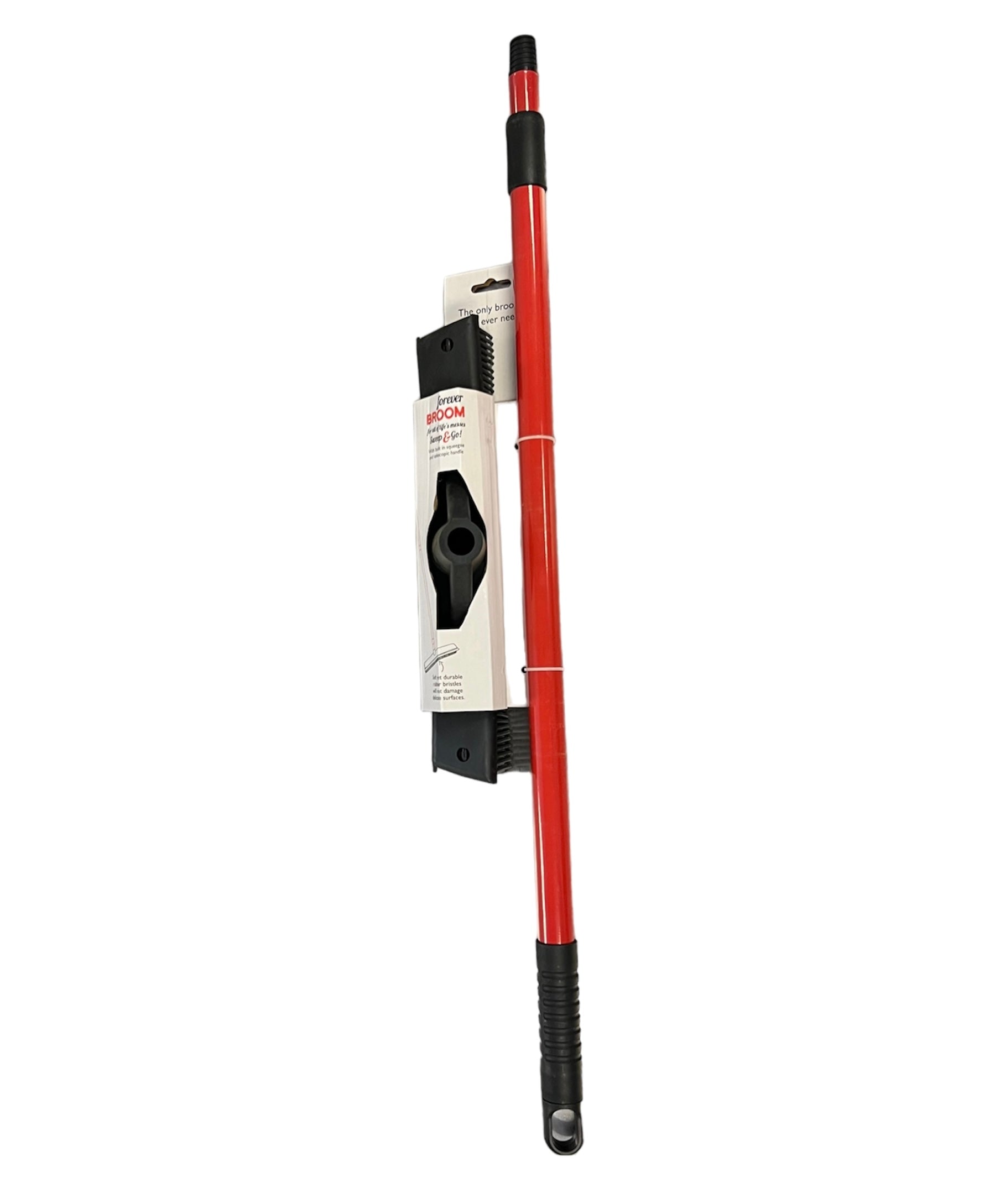 Forever Sticky multi-surface cleaning broom with extendable handle and compact storage design