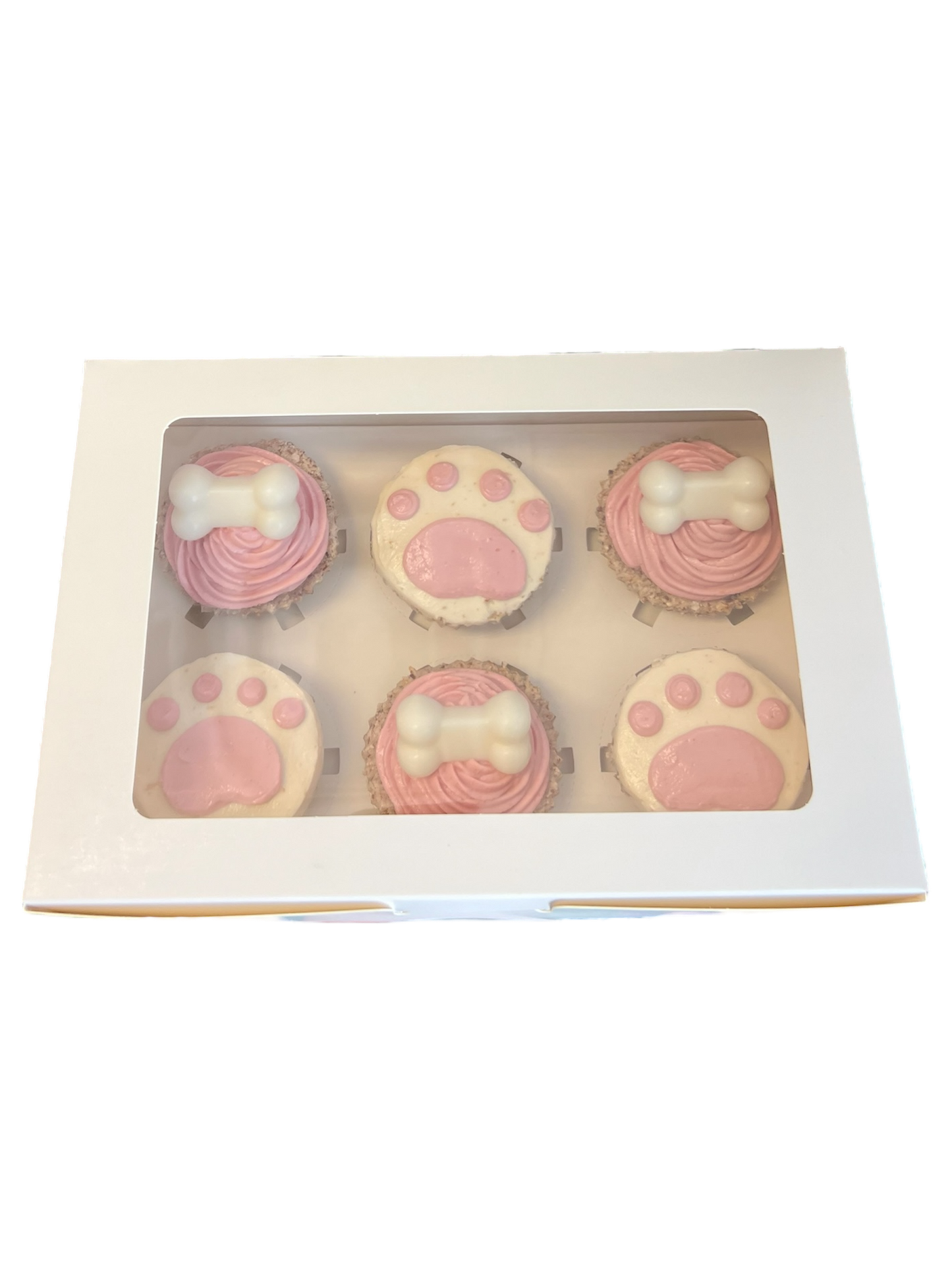Half a Dozen Cupcakes With Paw Prints