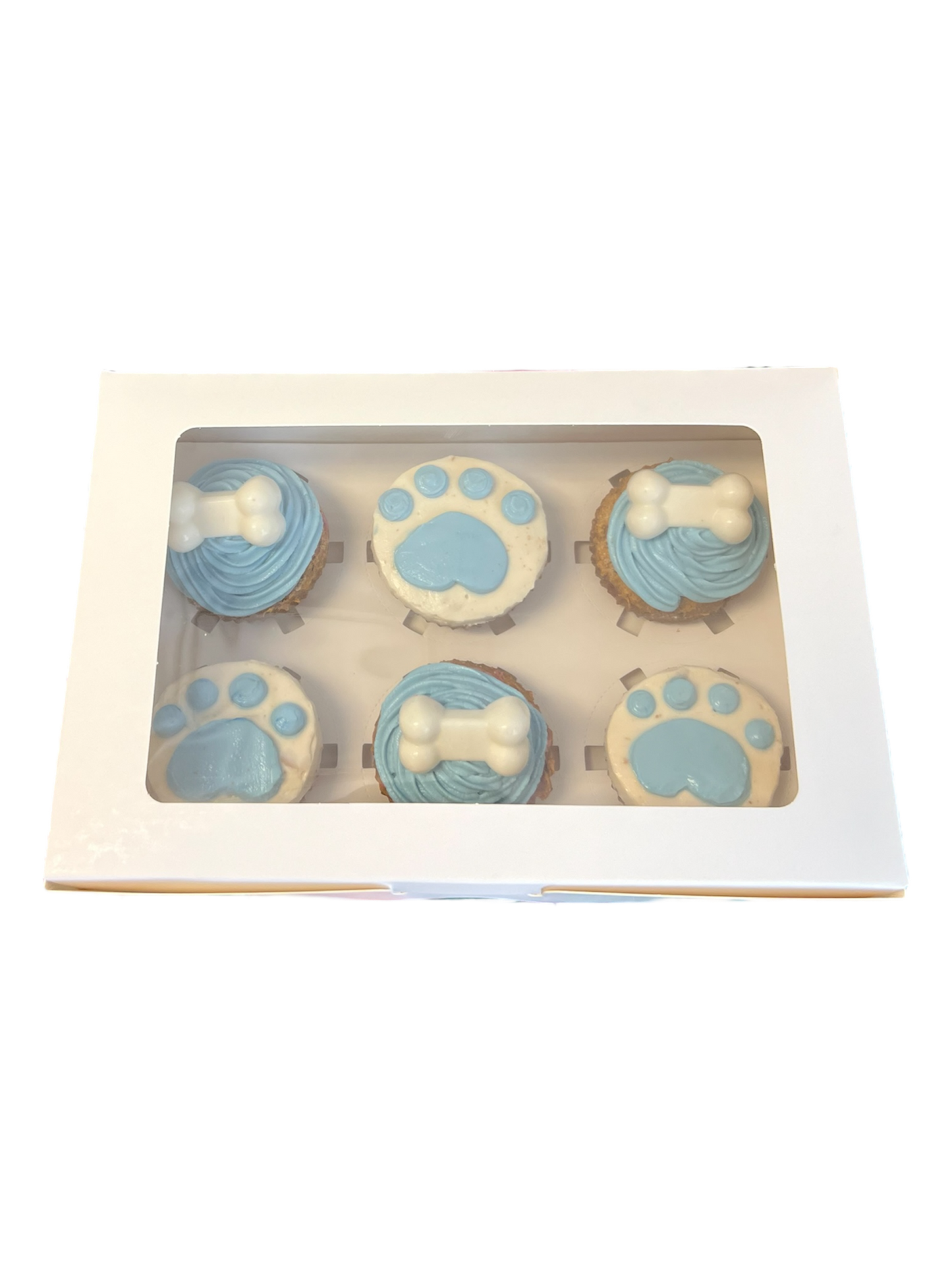 Half a Dozen Cupcakes With Paw Prints