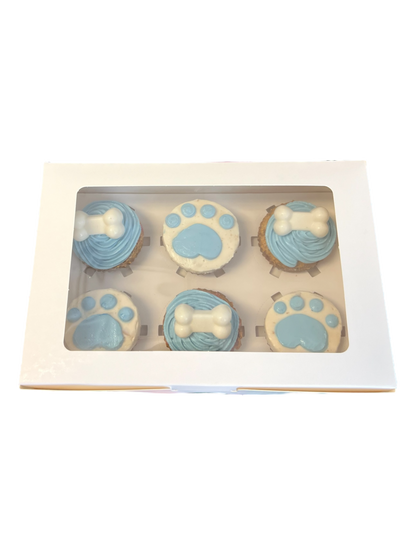 Half a Dozen Cupcakes With Paw Prints