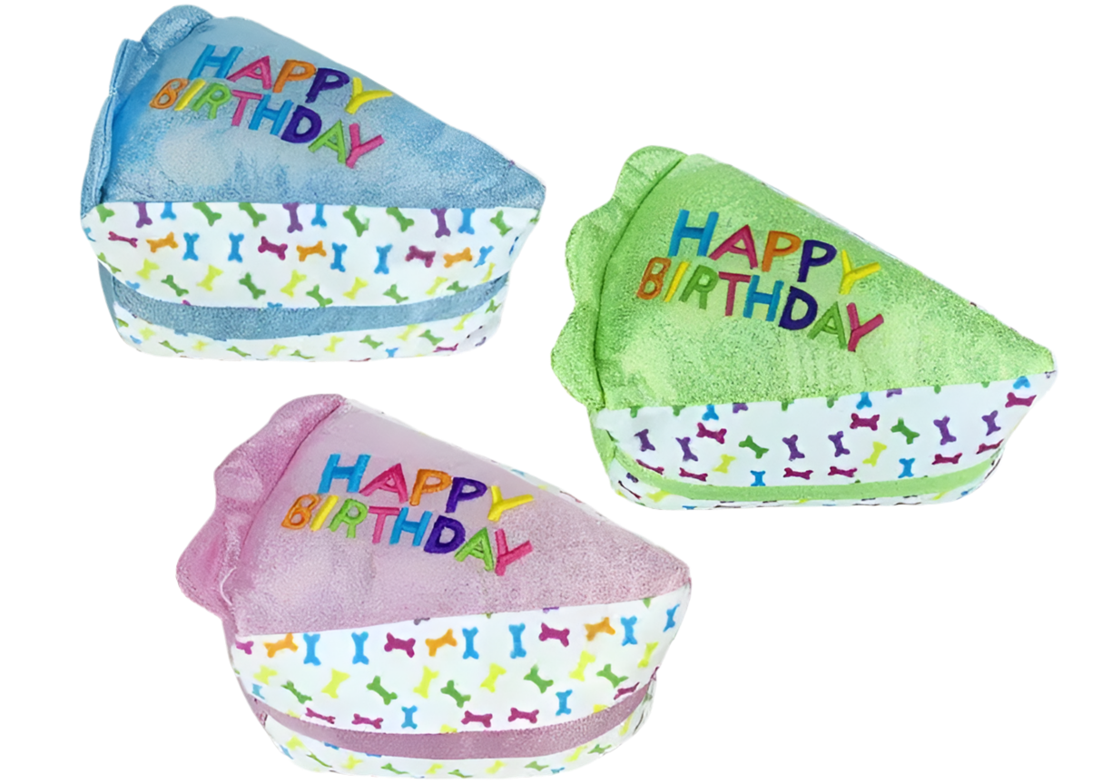 Multipet Birthday Cake Slice Plush Dog Toy Assrt. Colors