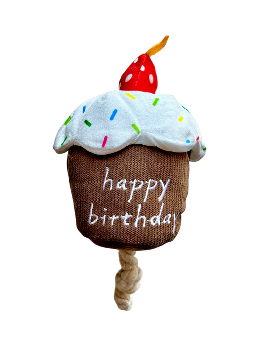 Happy Birthday Cupcake with Rope - The Barkery LLC