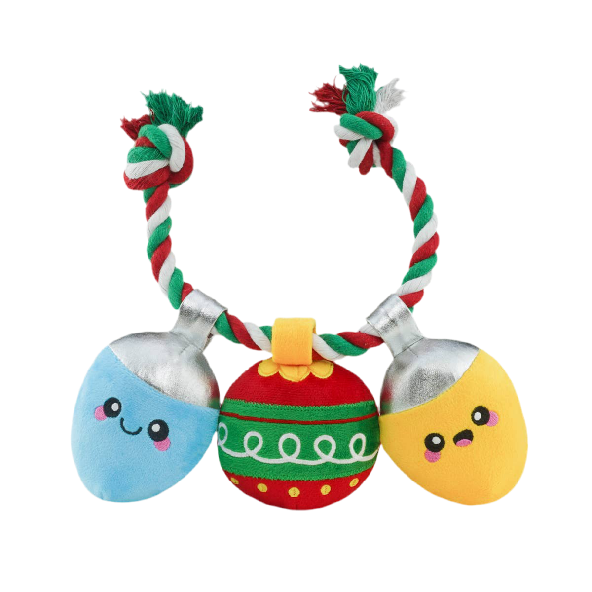 Christmas Light Dog Toy with Rope & Squeakers