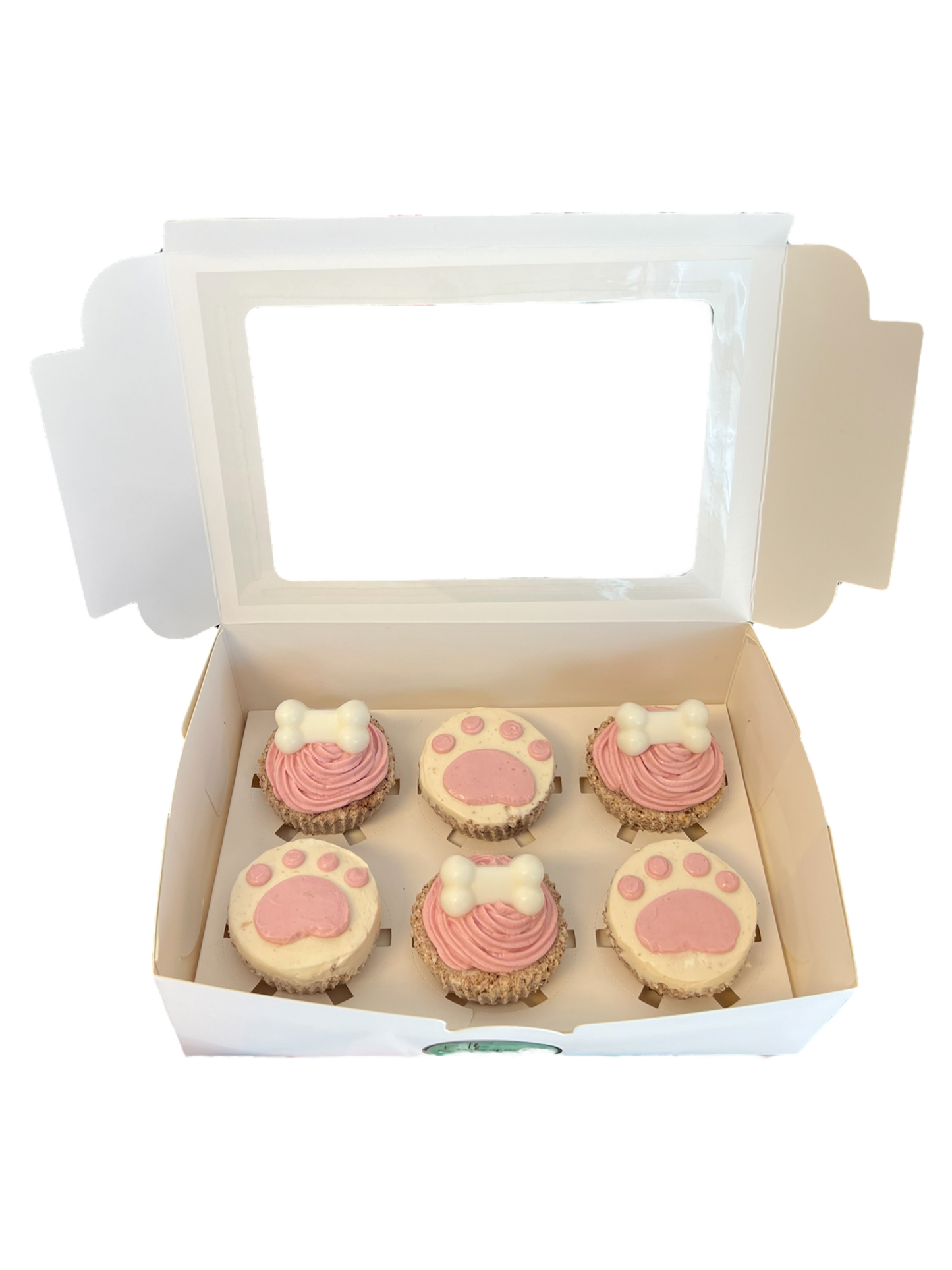 Half a Dozen Cupcakes With Paw Prints