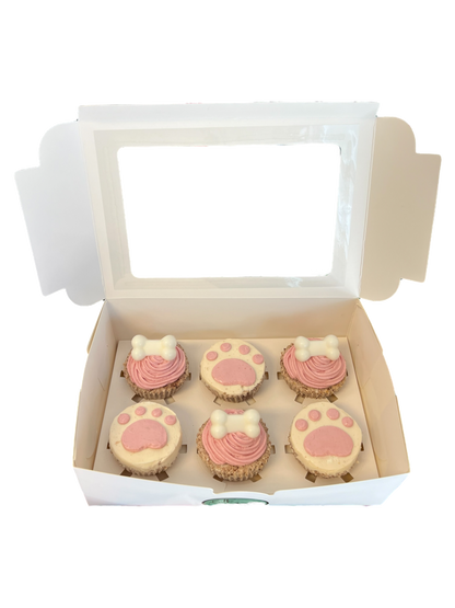 Half a Dozen Cupcakes With Paw Prints