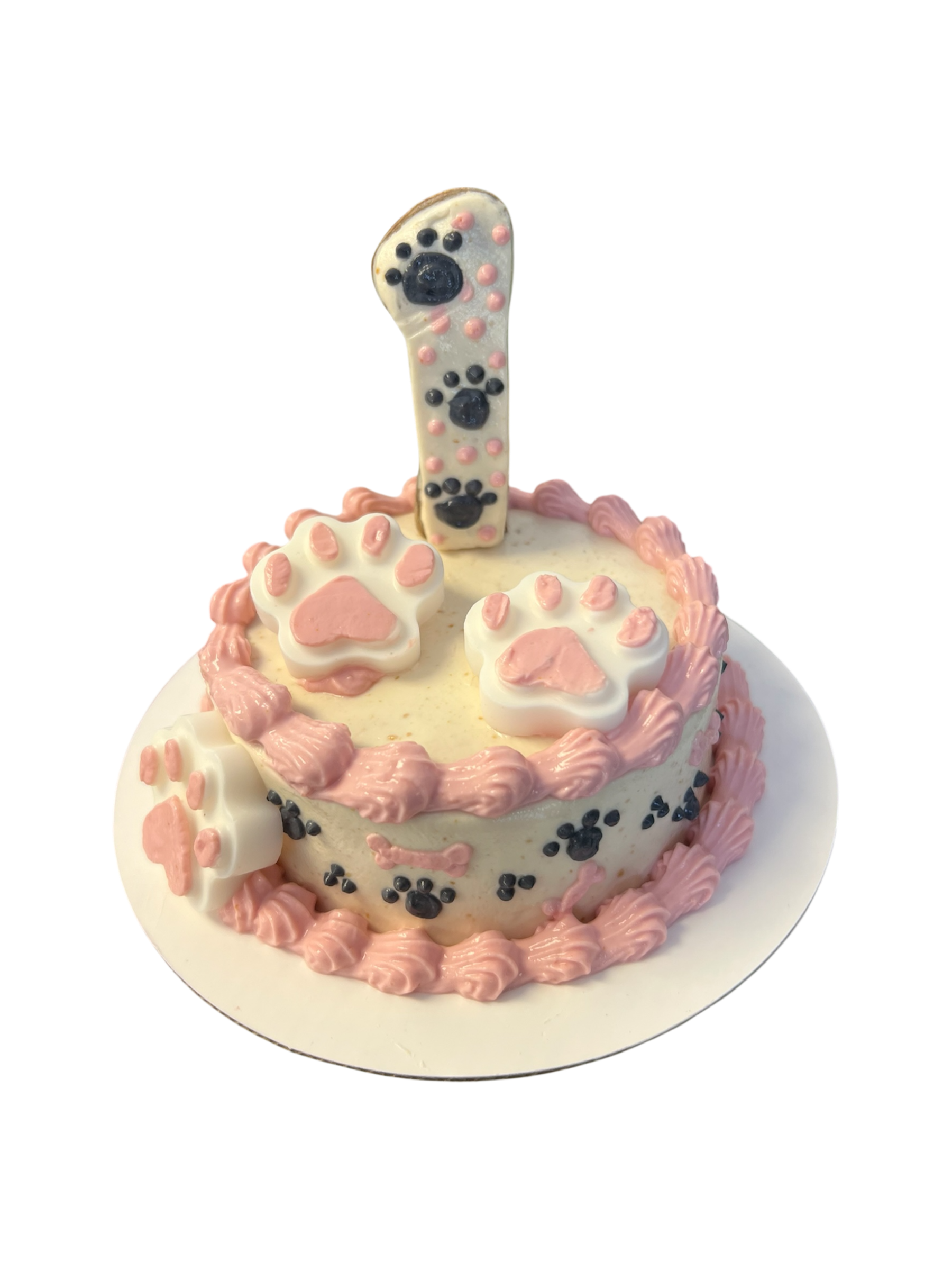 Custom Age Dog Cake with Paw Prints and Bones (Organic)