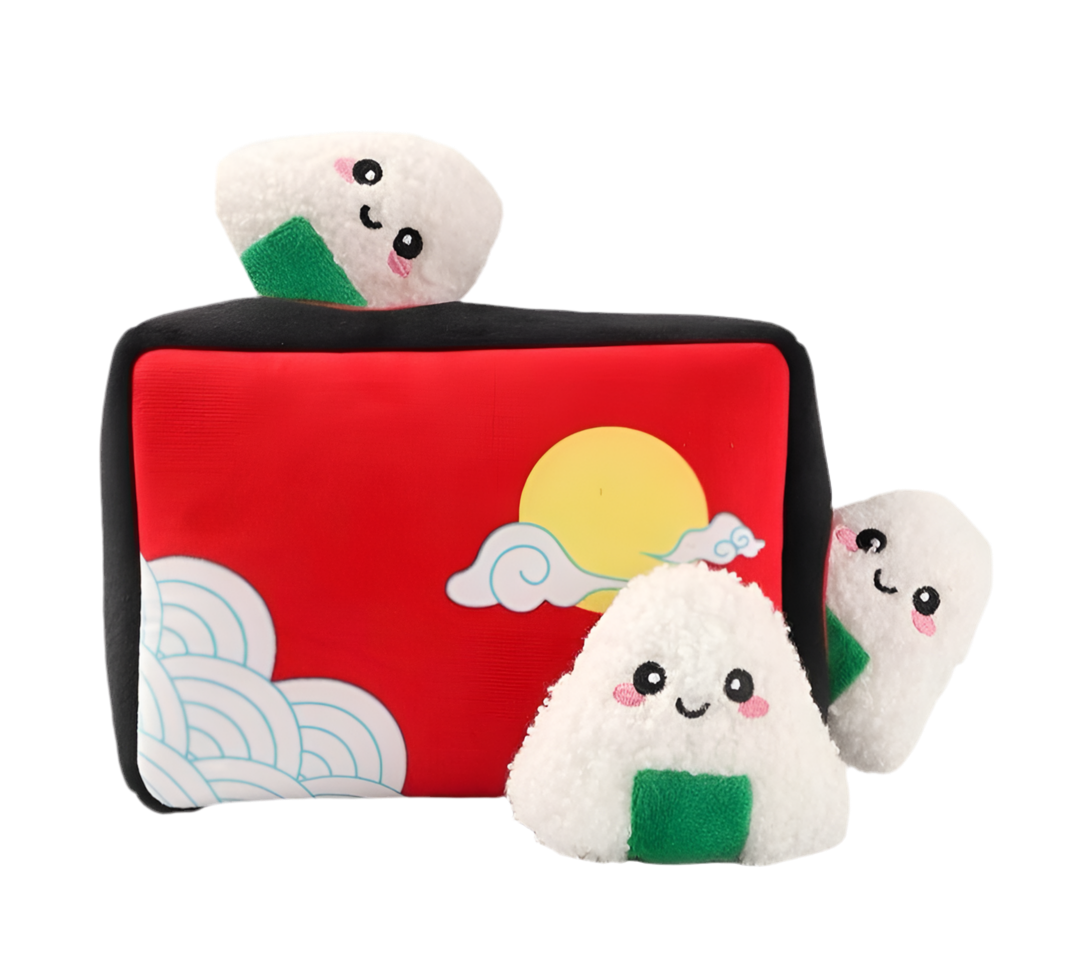 Hugsmart Bento Box Dog Toy with Cute Onigiri Plushies