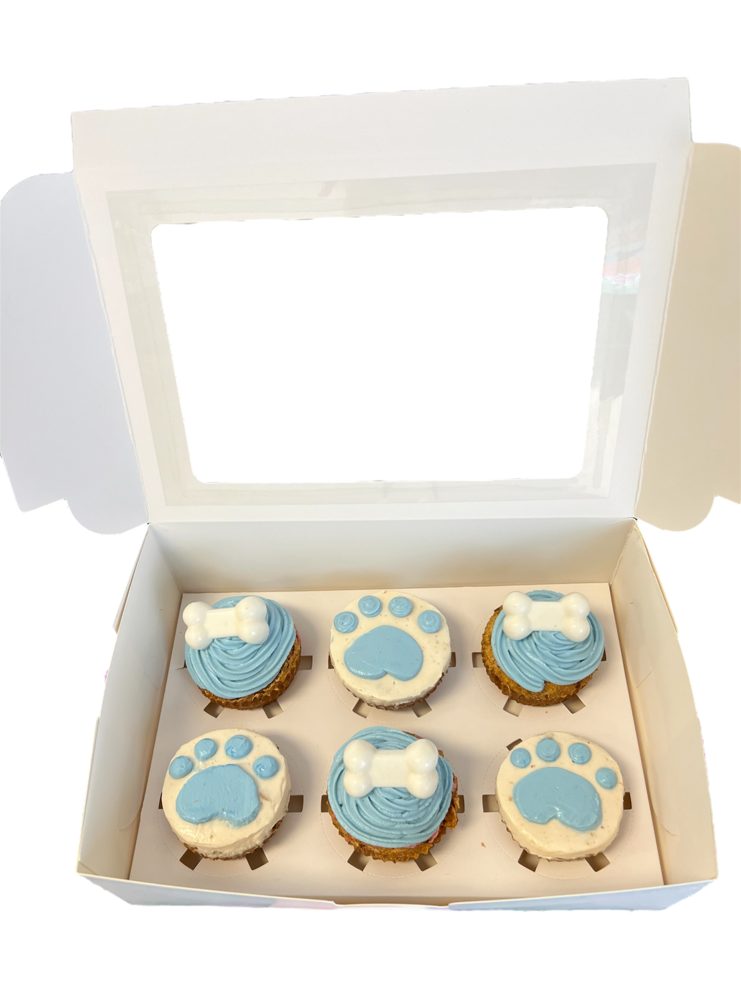 Half a Dozen Cupcakes With Paw Prints