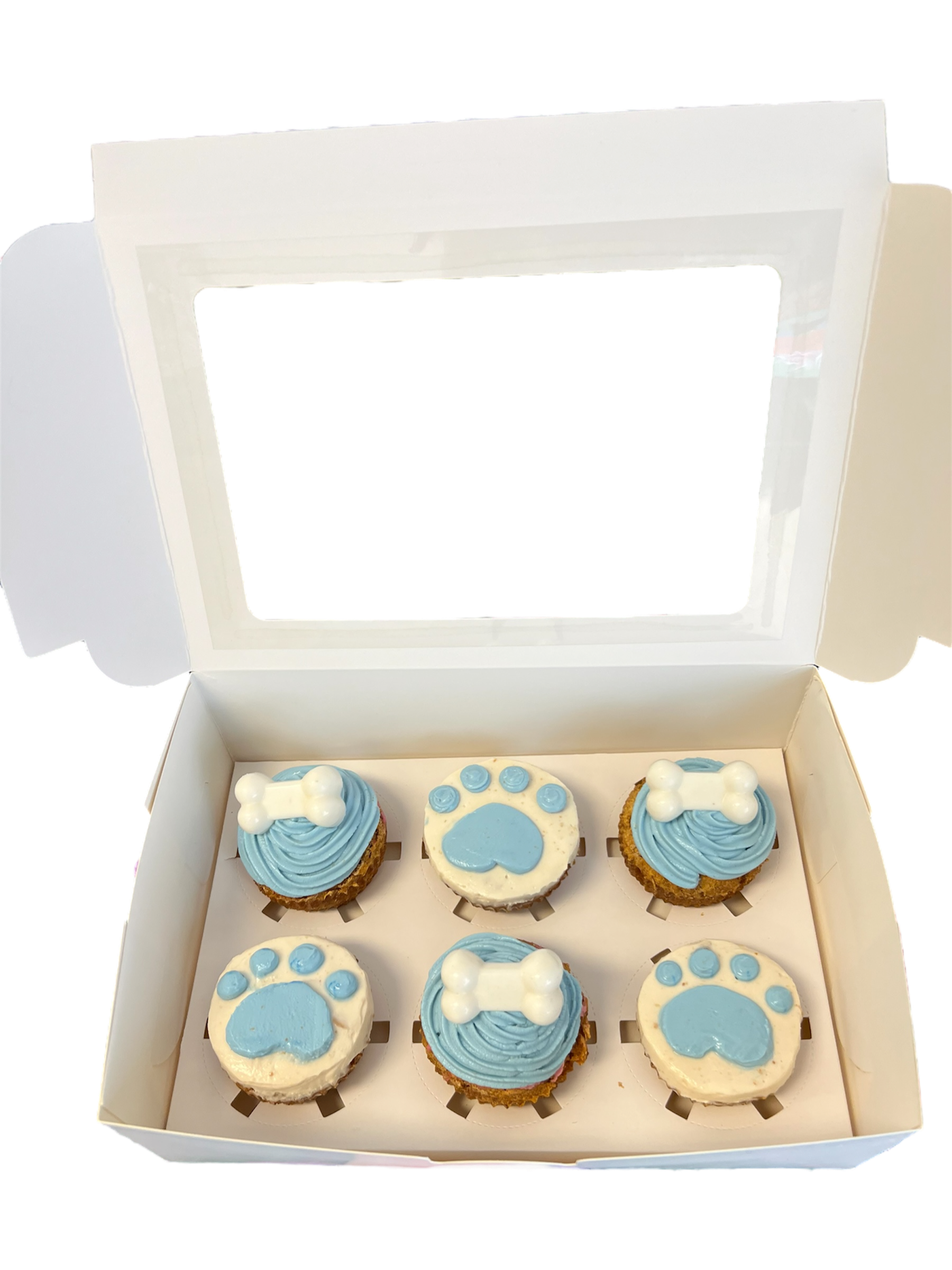 Half a Dozen Cupcakes With Paw Prints (Organic)