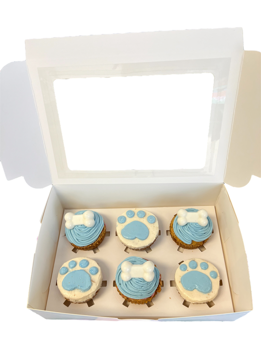 Half a Dozen Cupcakes With Paw Prints