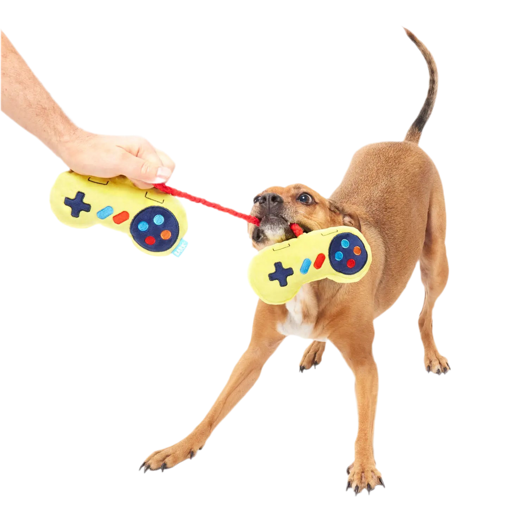 Game on tug controller dog toy