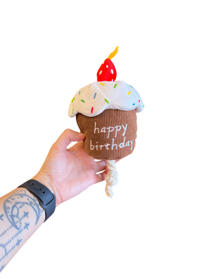 Happy Birthday Cupcake with Rope - The Barkery LLC