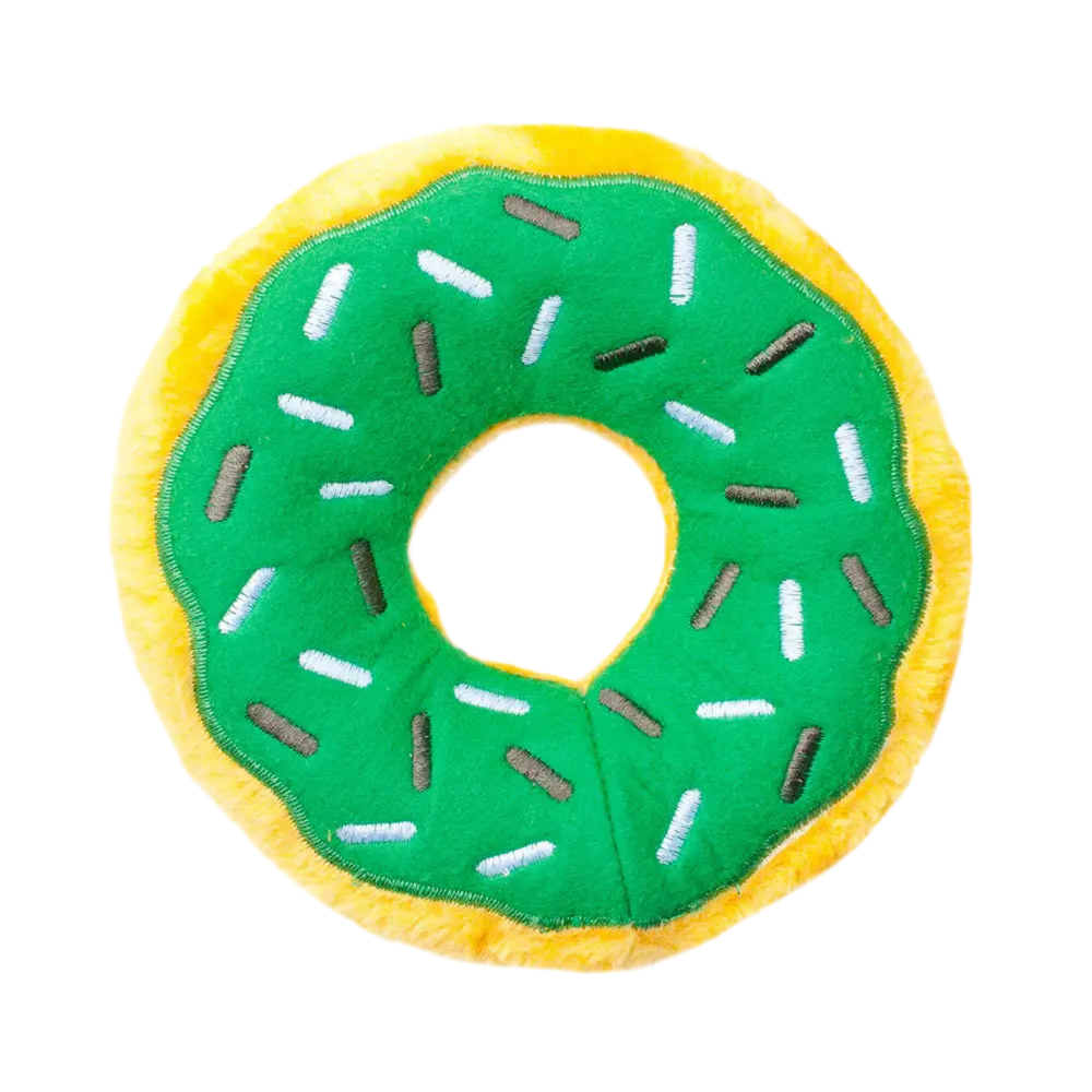 Green donut dog toy
