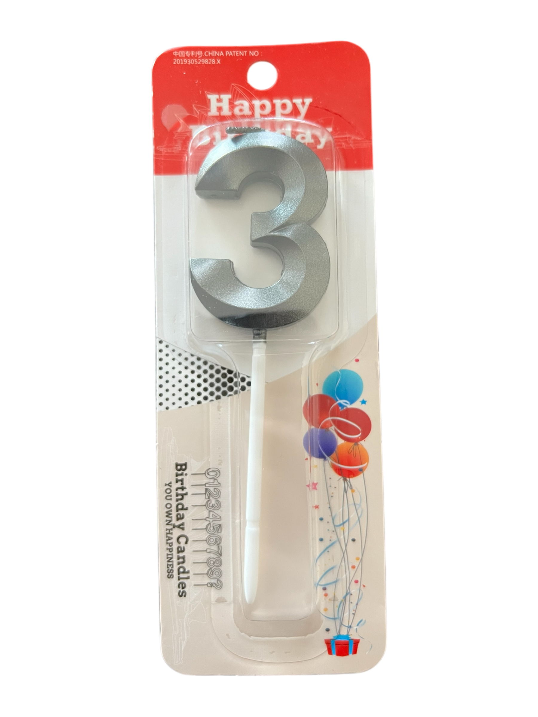 Black number 3 candle