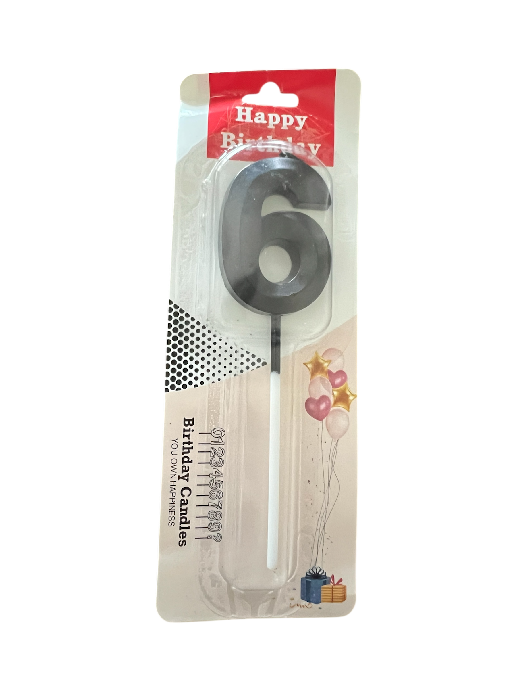 Black number 6 candle 