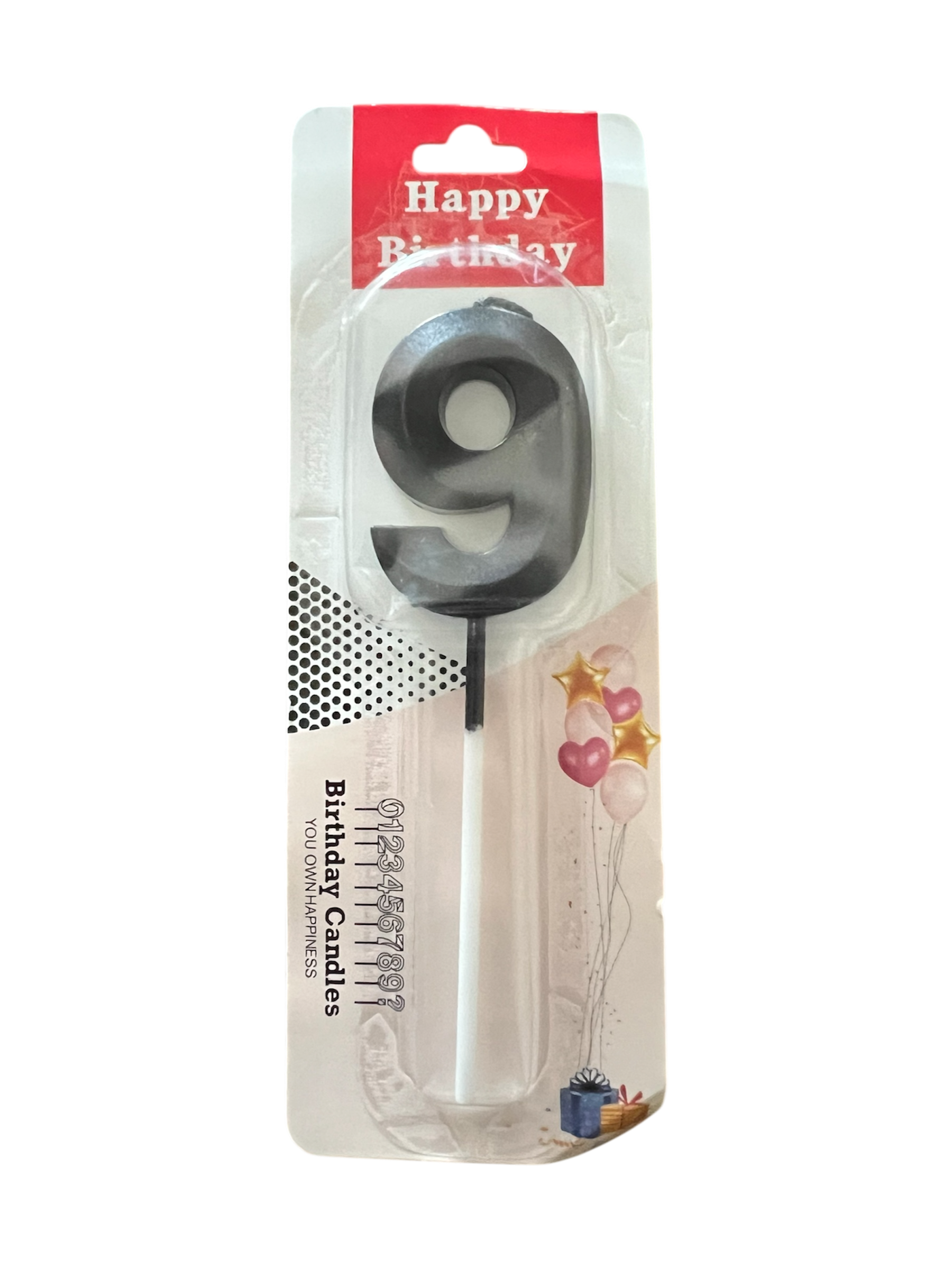 Black number 9 candle 