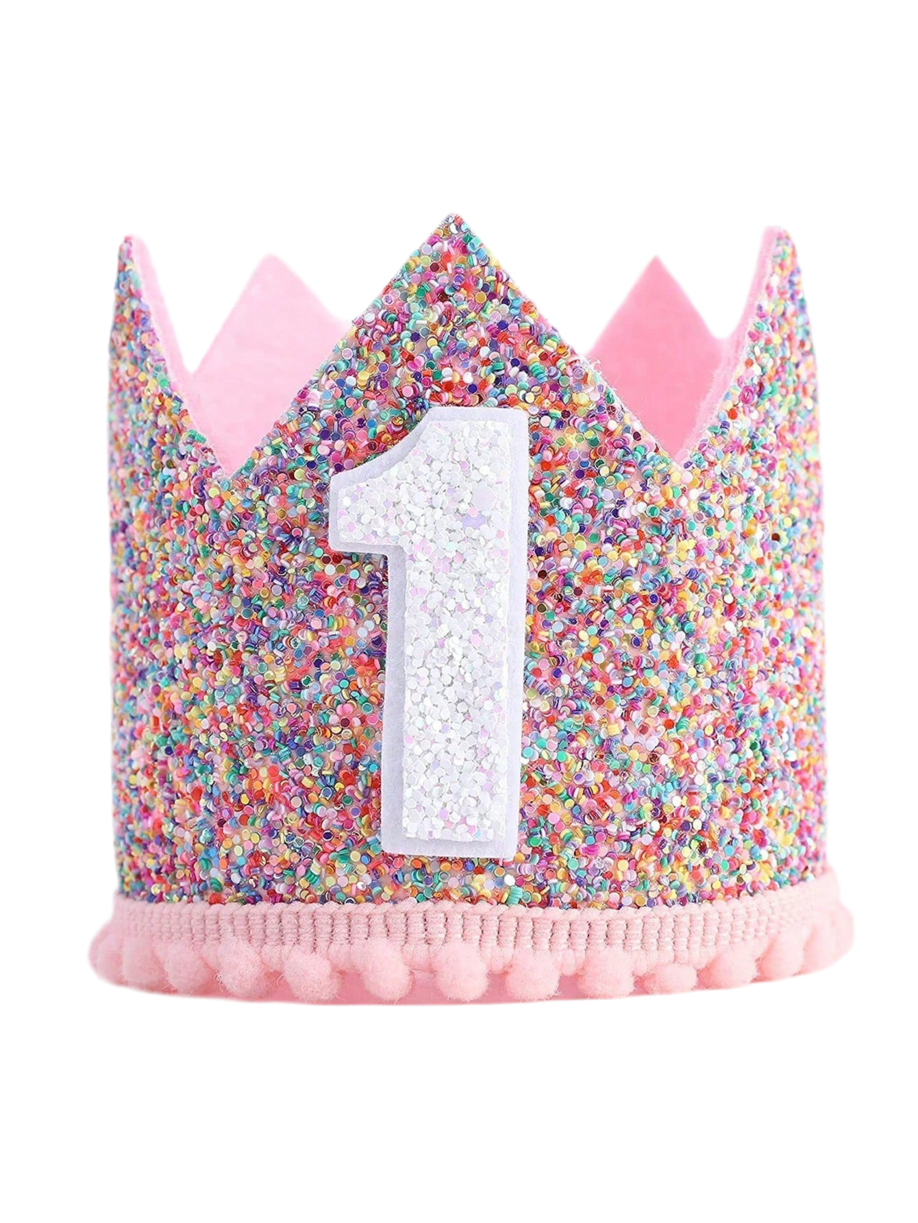 Small Rainbow Pink Glitter Crown