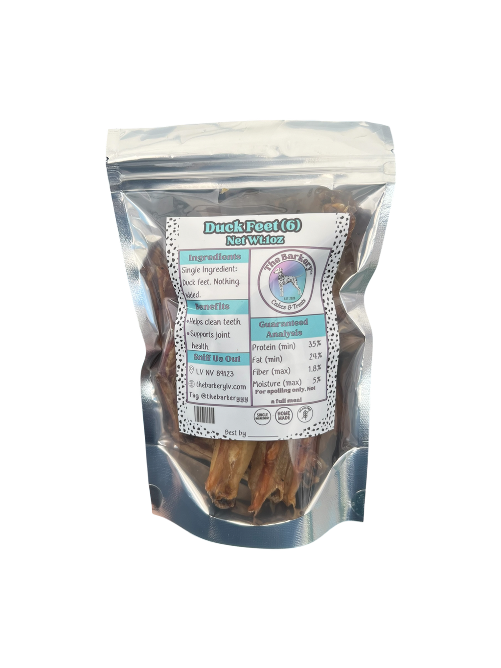 Bag of all natural dehydrated duck feet dog treats six count