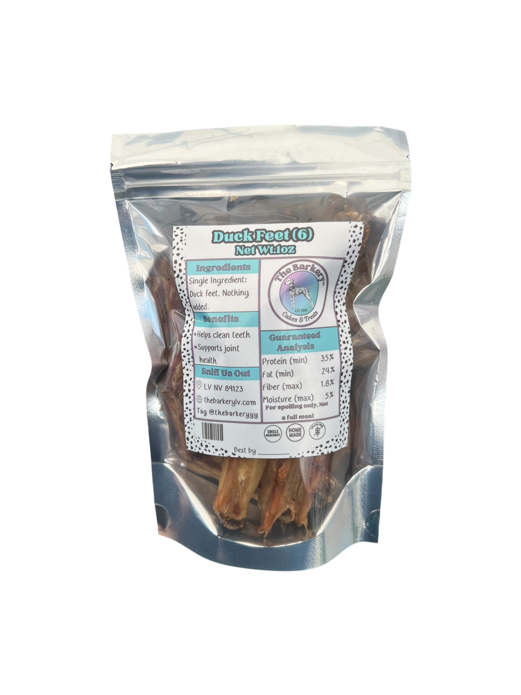 Bag of all natural dehydrated duck feet dog treats six count