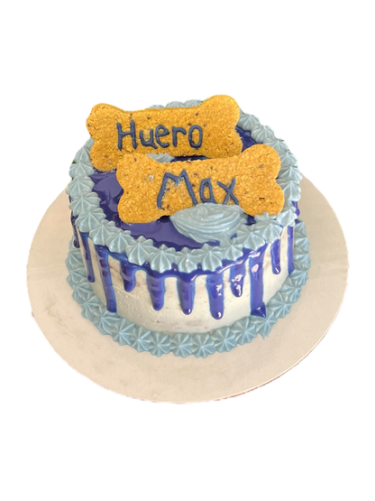 4inch Organic Drip Dog Cake - Custom Bone with Name
