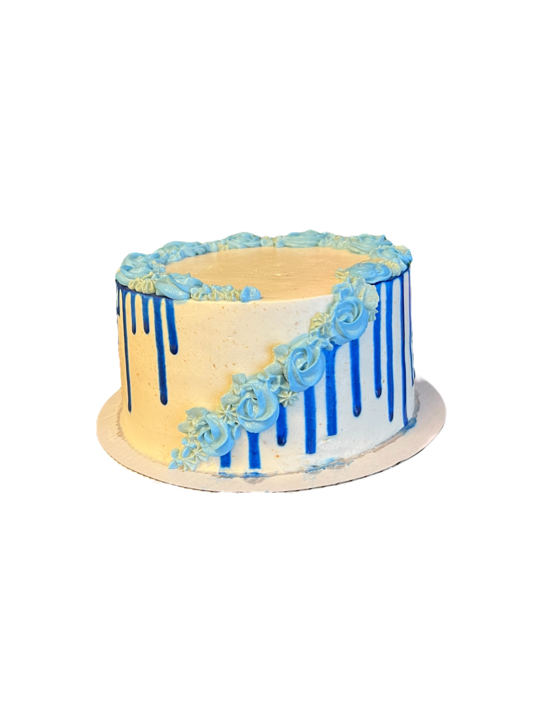 Custom flower drip dog cake with floral decorations and pastel frosting from The Barkery Las Vegas handmade birthday cake for dogs.