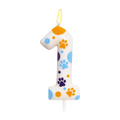 Number 1 birthday candle with colorful paw prints for dog and cat cakes from The Barkery Las Vegas