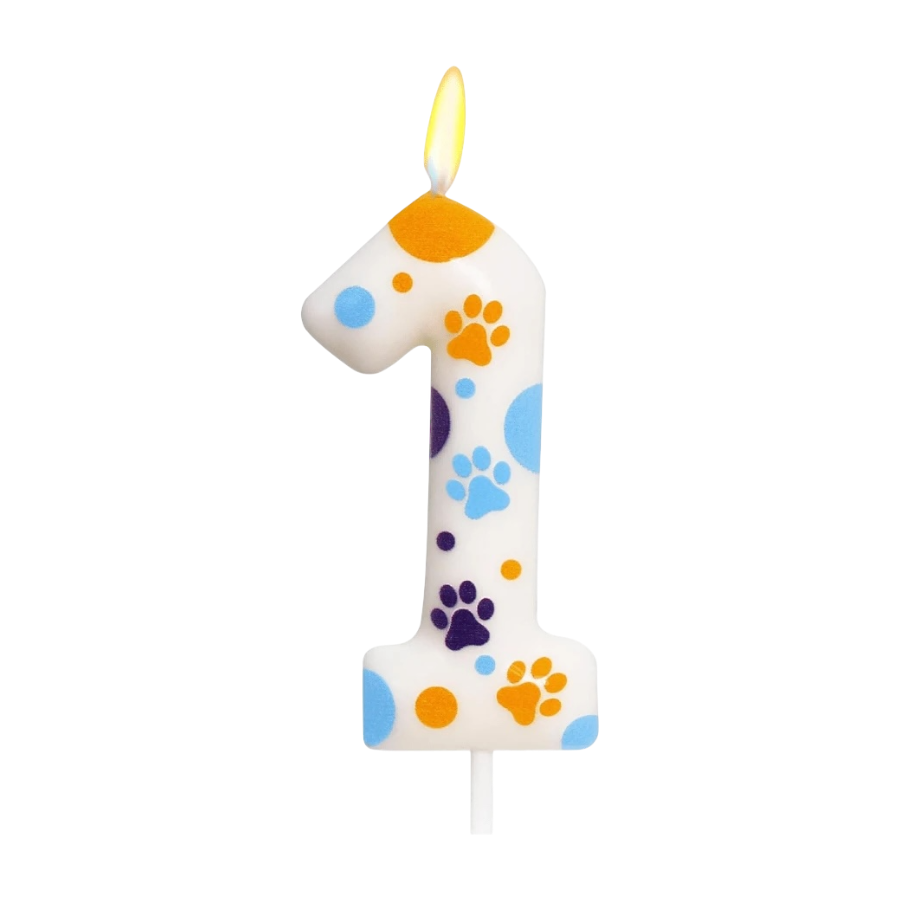 Paw Print Number Birthday Candle