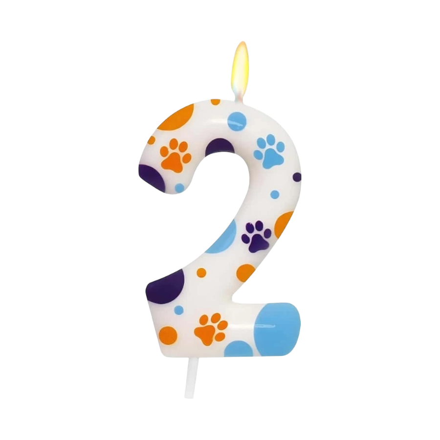 Paw Print Number Birthday Candle