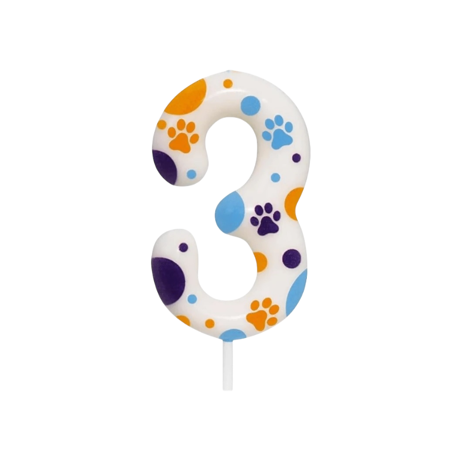 Paw Print Number Birthday Candle
