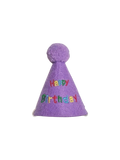 Purple birthday hat for dogs and cats from The Barkery Las Vegas fun pet party accessory