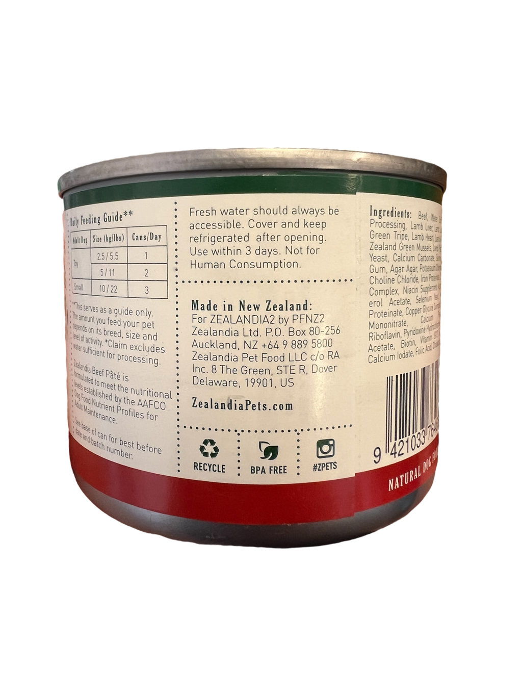 Beef Pate Dog Food Zealandia