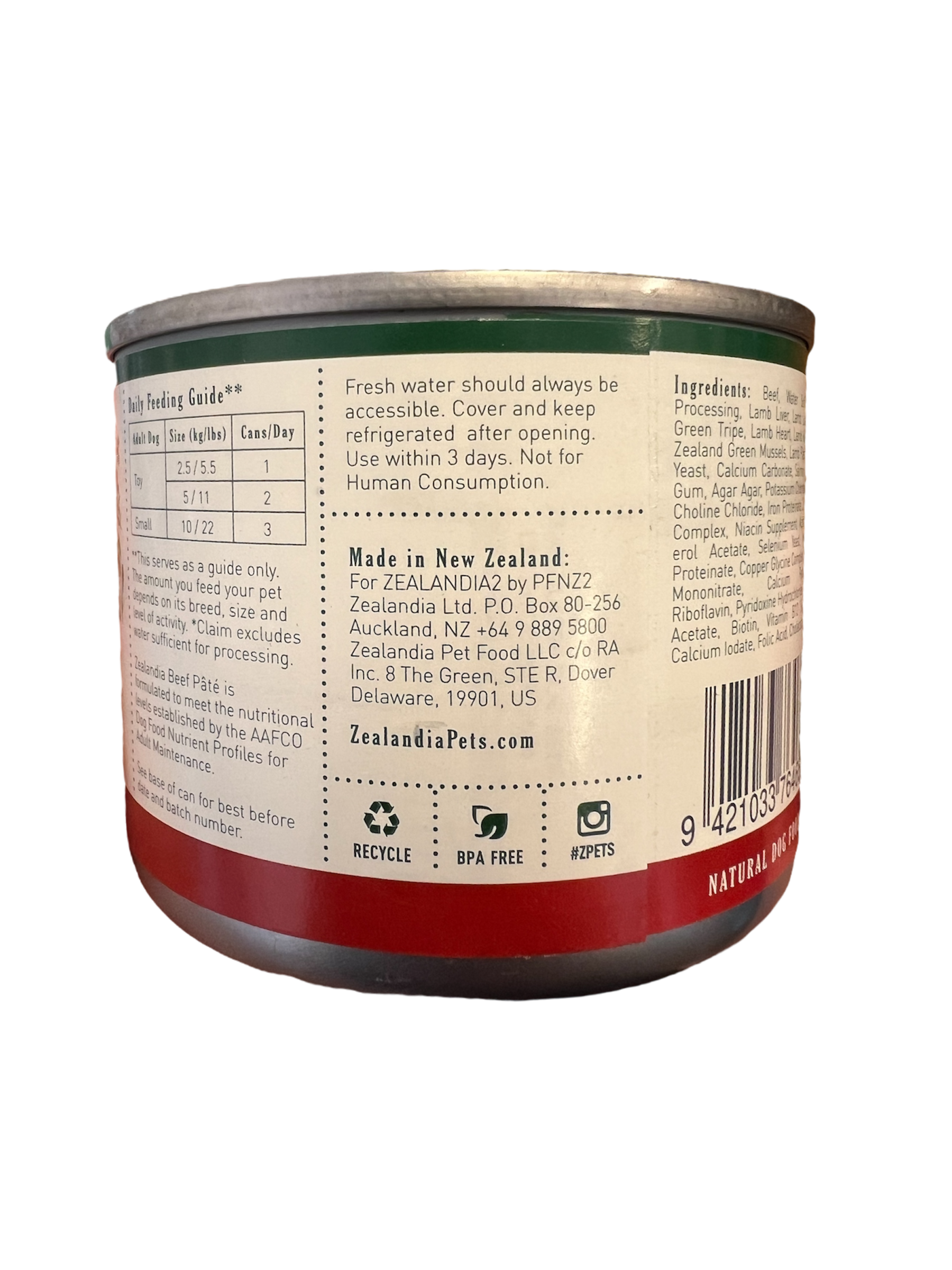 Beef Pate Dog Food Zealandia