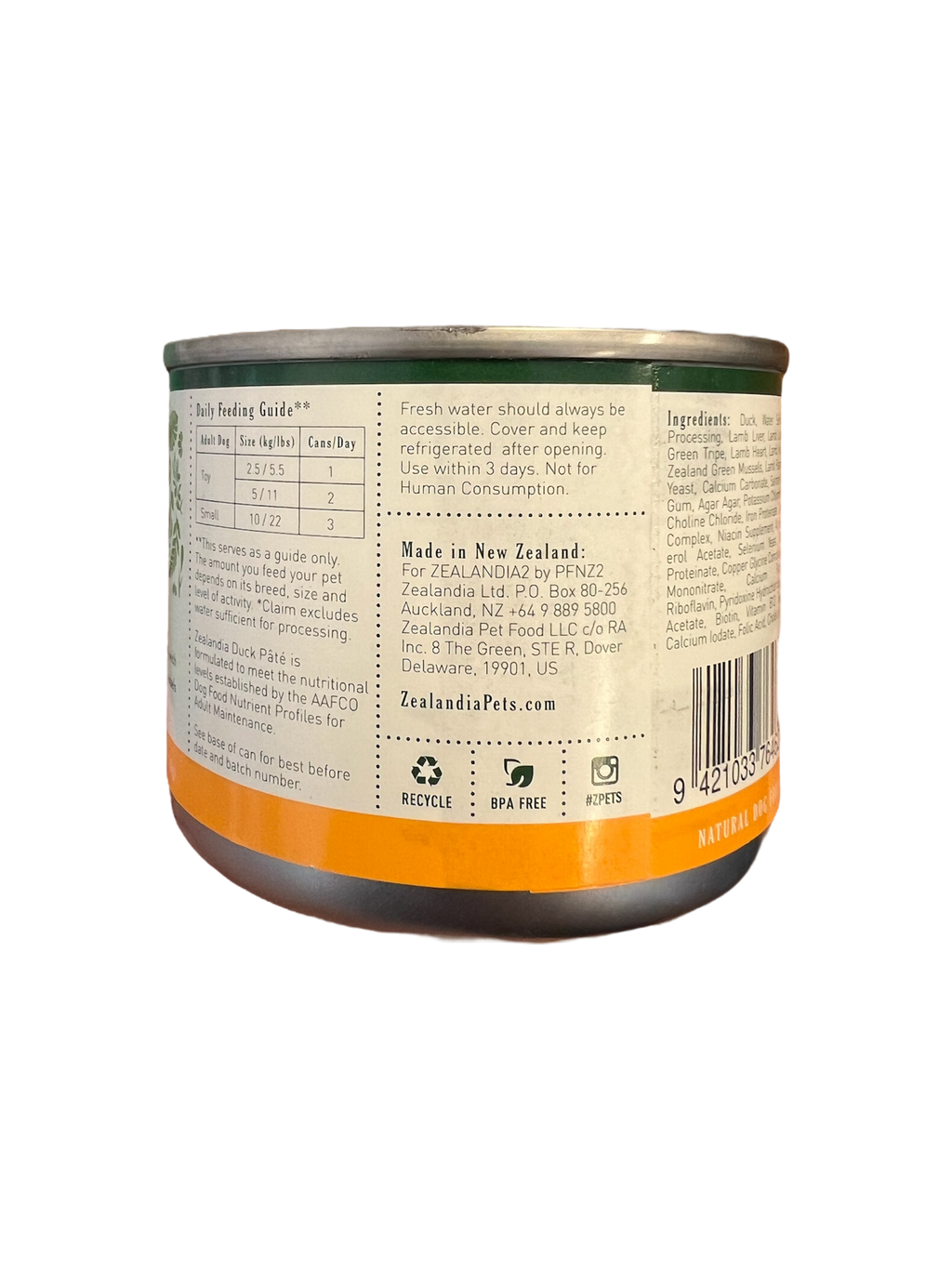 Duck Pate Dog Food Zealandia