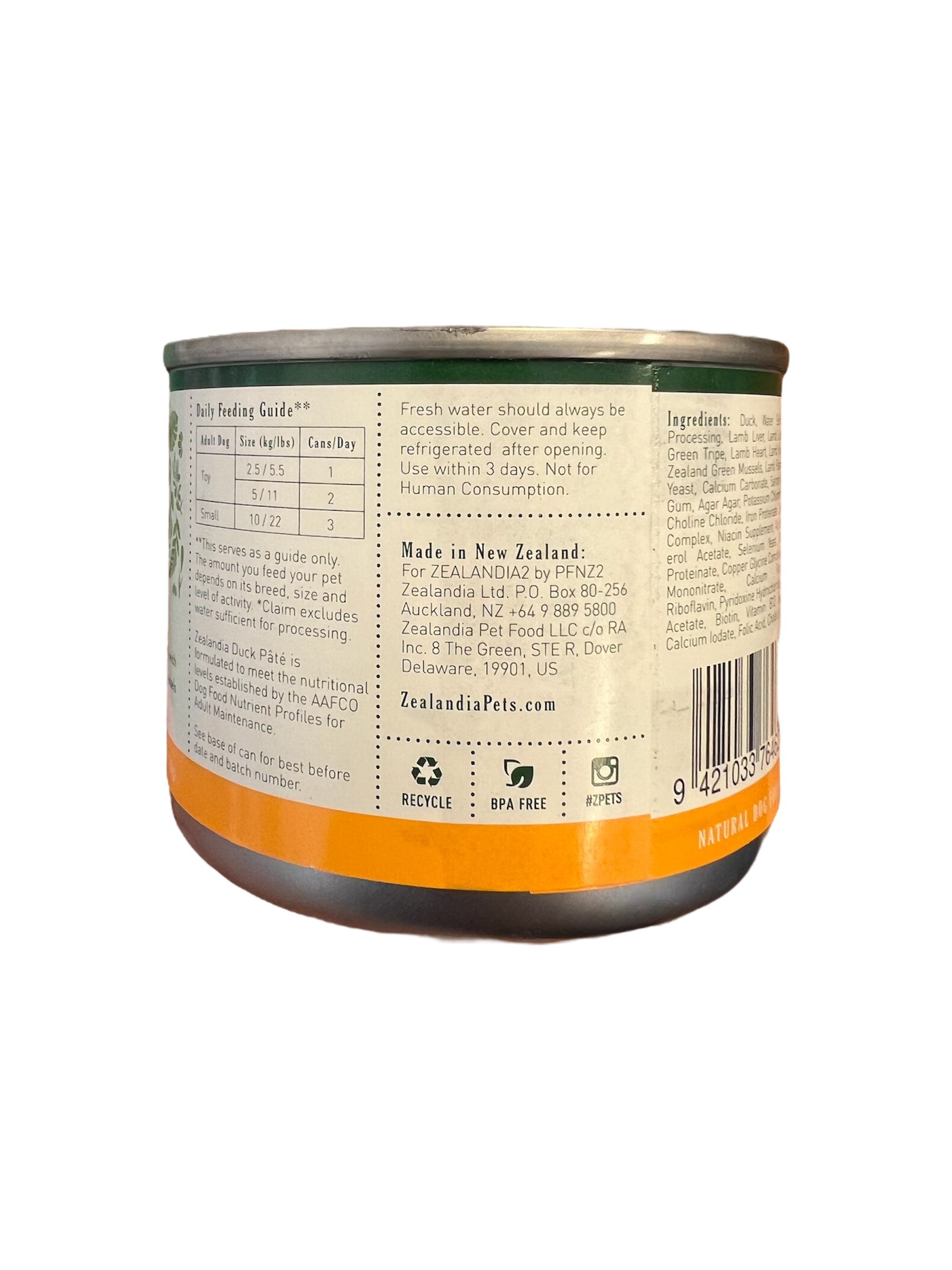 Duck Pate Dog Food Zealandia