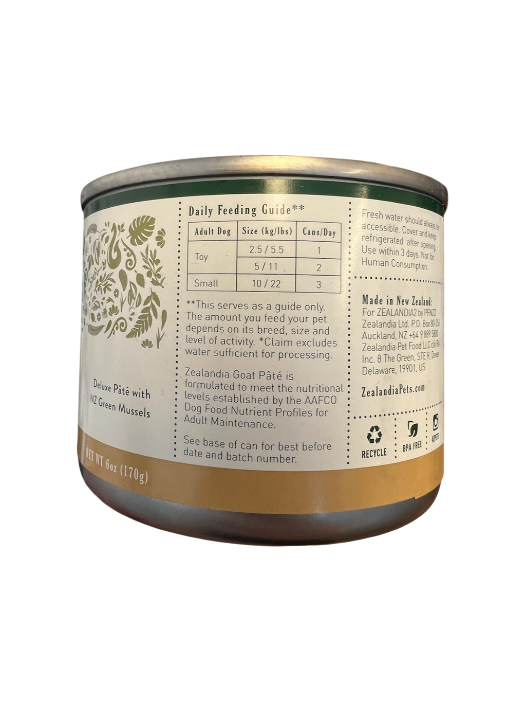 Goat Pate Dog Food Zealandia