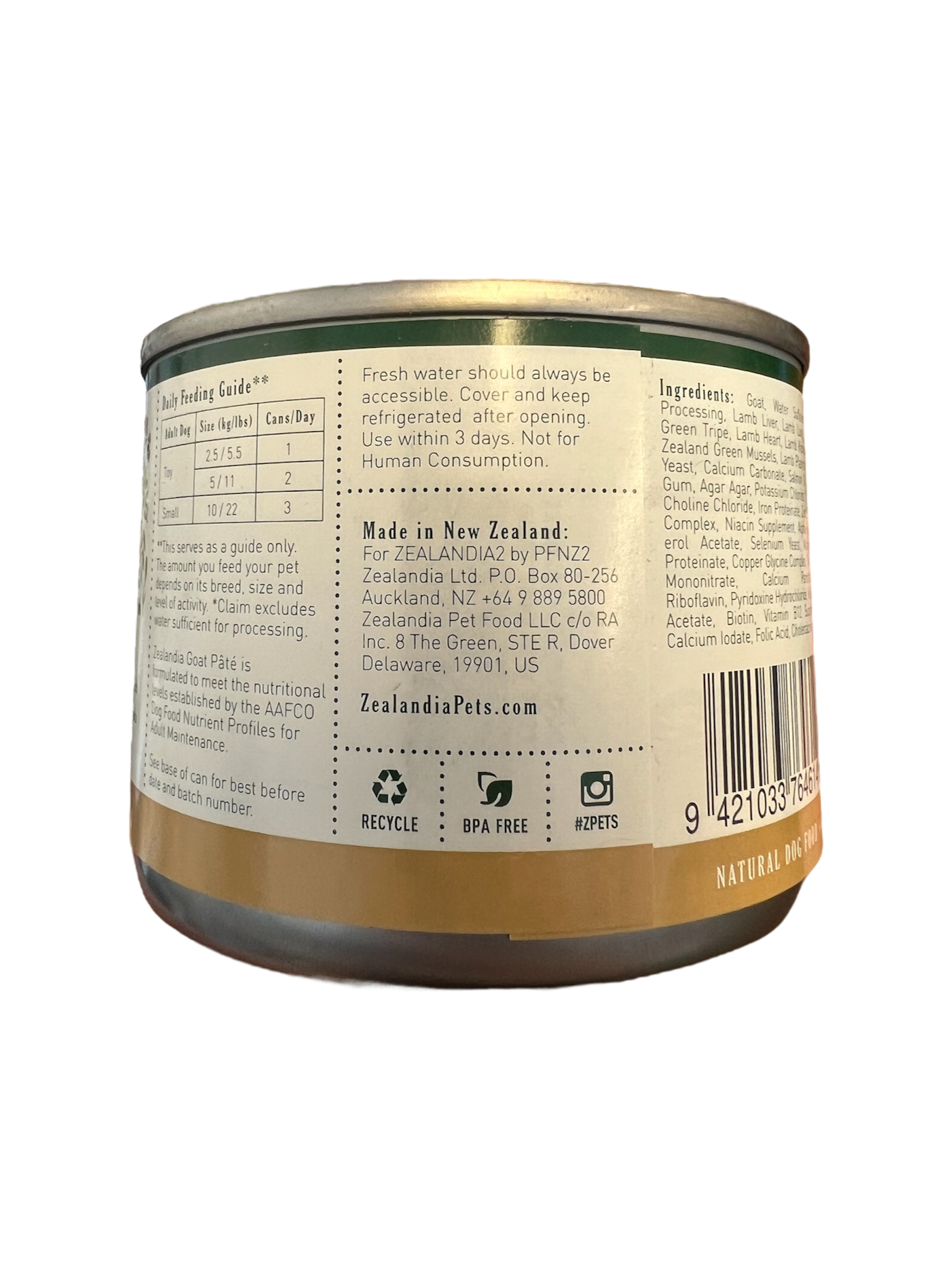 Goat Pate Dog Food Zealandia