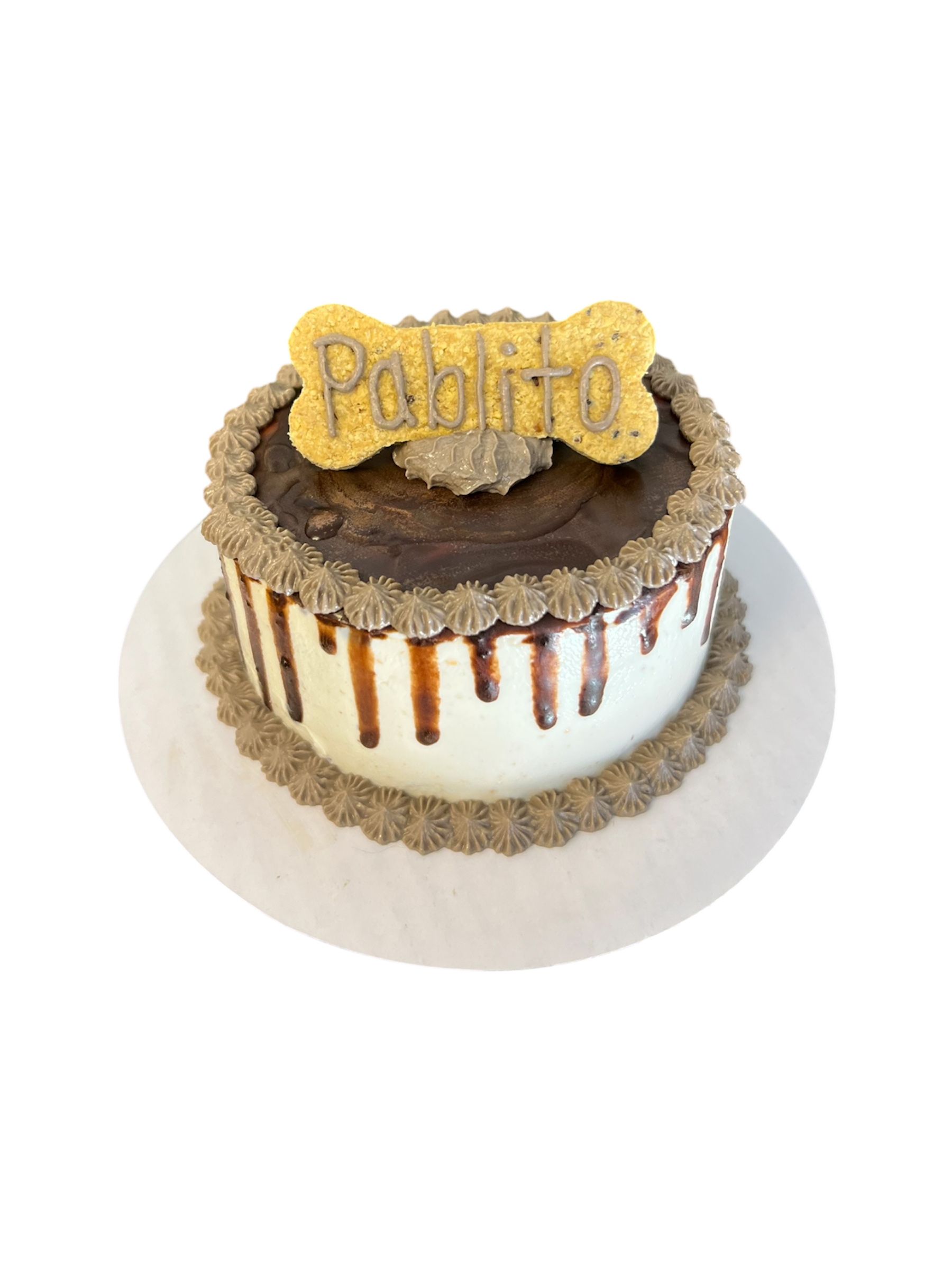 4inch Organic Drip Dog Cake - Custom Bone with Name