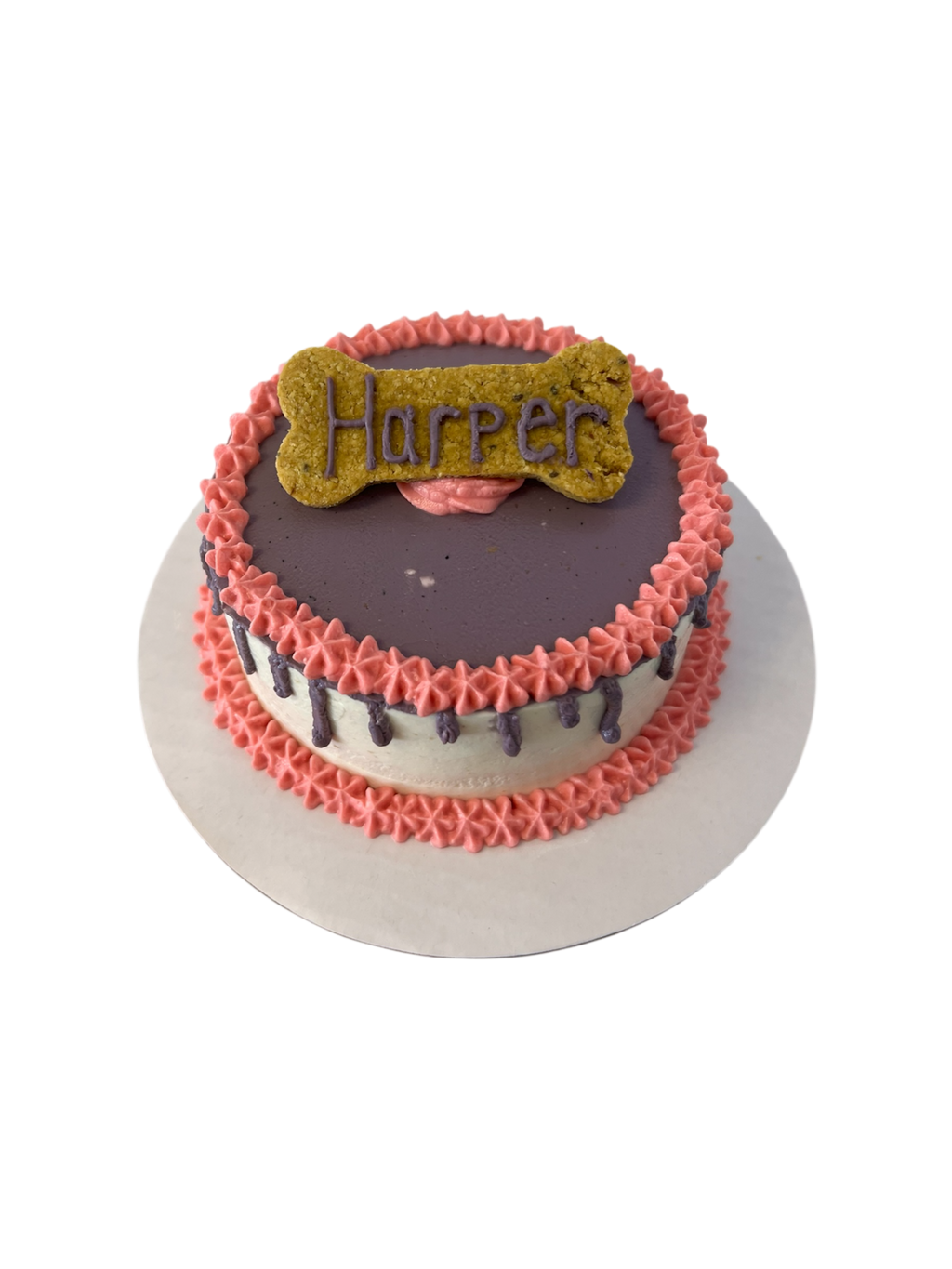 4inch Organic Drip Dog Cake - Custom Bone with Name