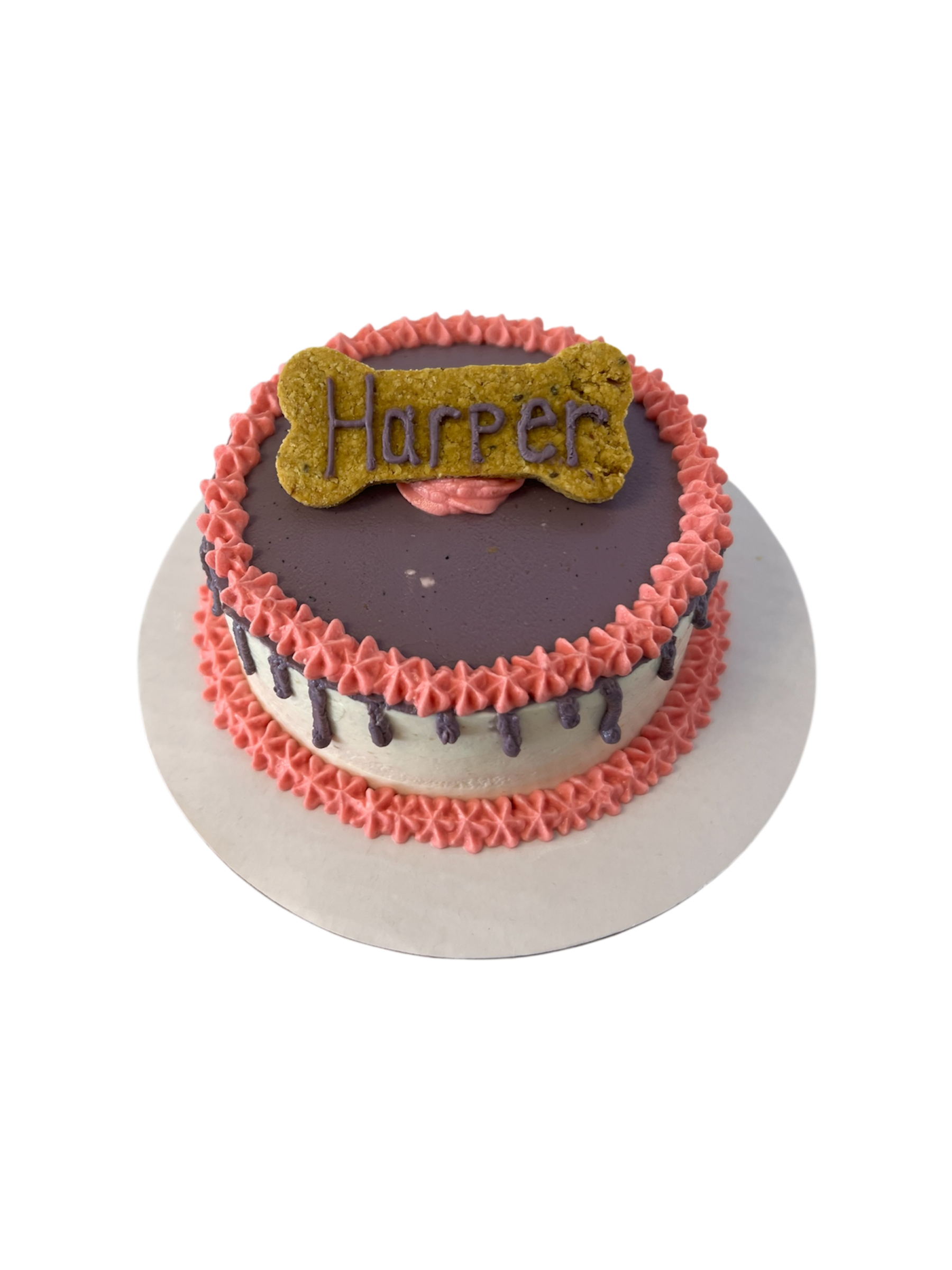 4inch Organic Drip Dog Cake - Custom Bone with Name