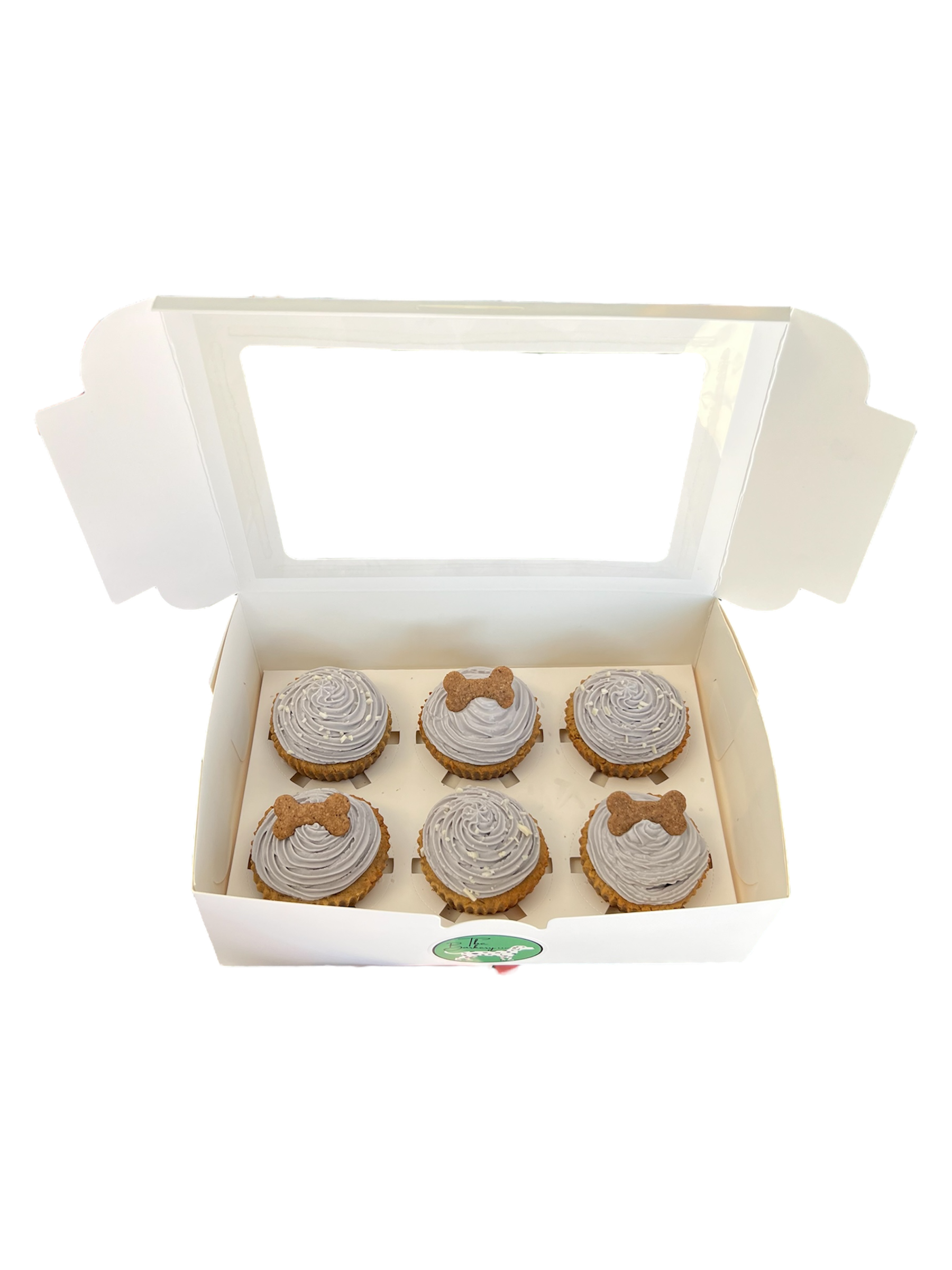 Half Dozen Organic Dog Cupcakes with Bone Decorations