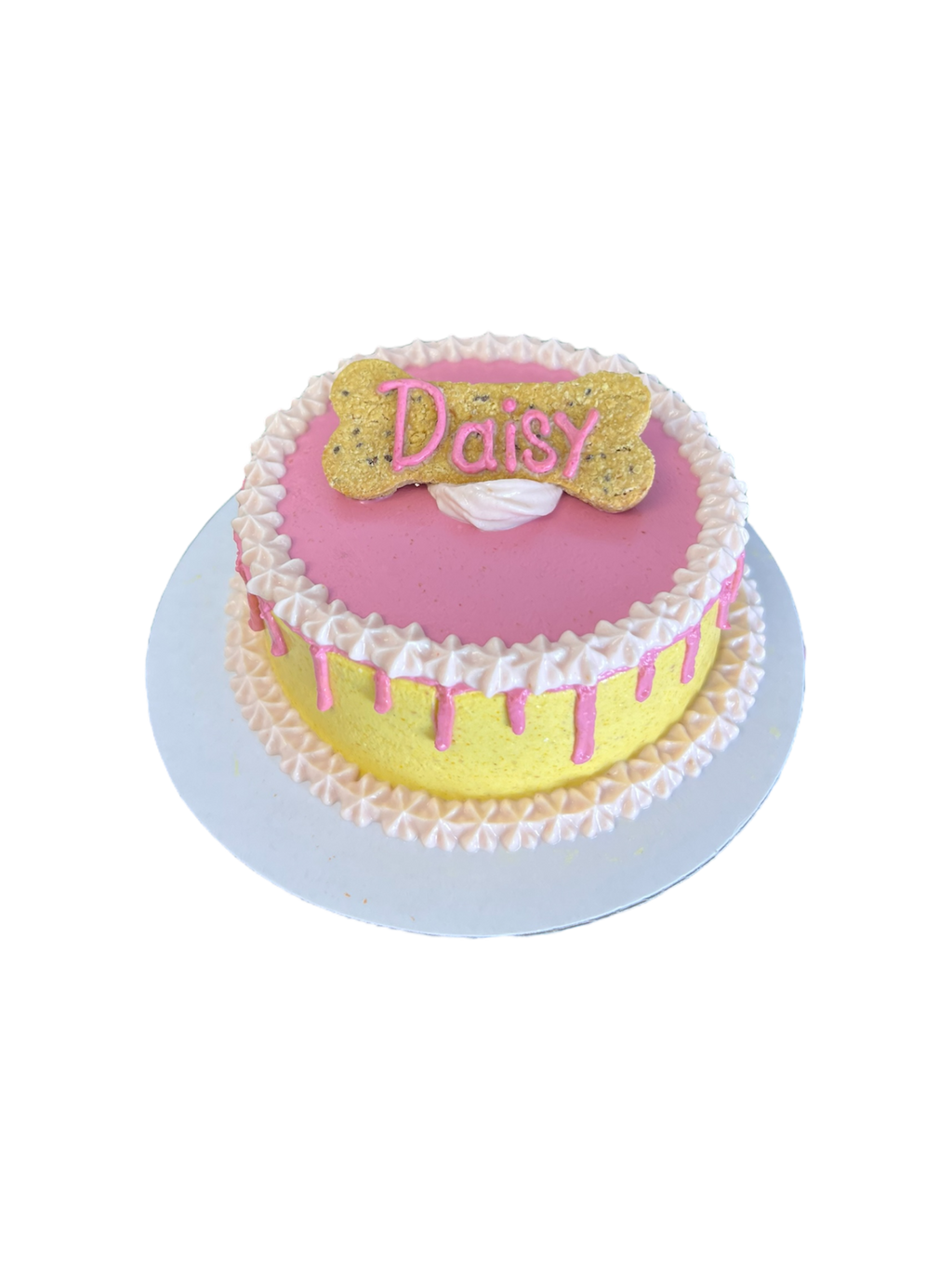 4inch Organic Drip Dog Cake - Custom Bone with Name