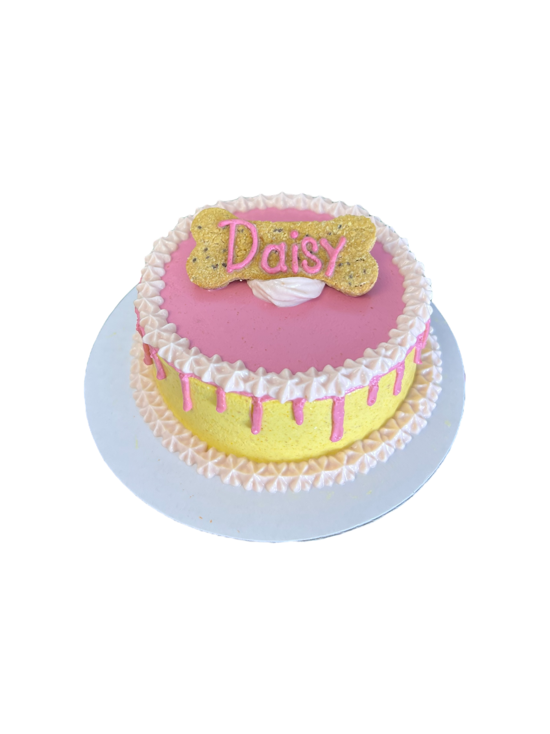 4inch Organic Drip Dog Cake - Custom Bone with Name