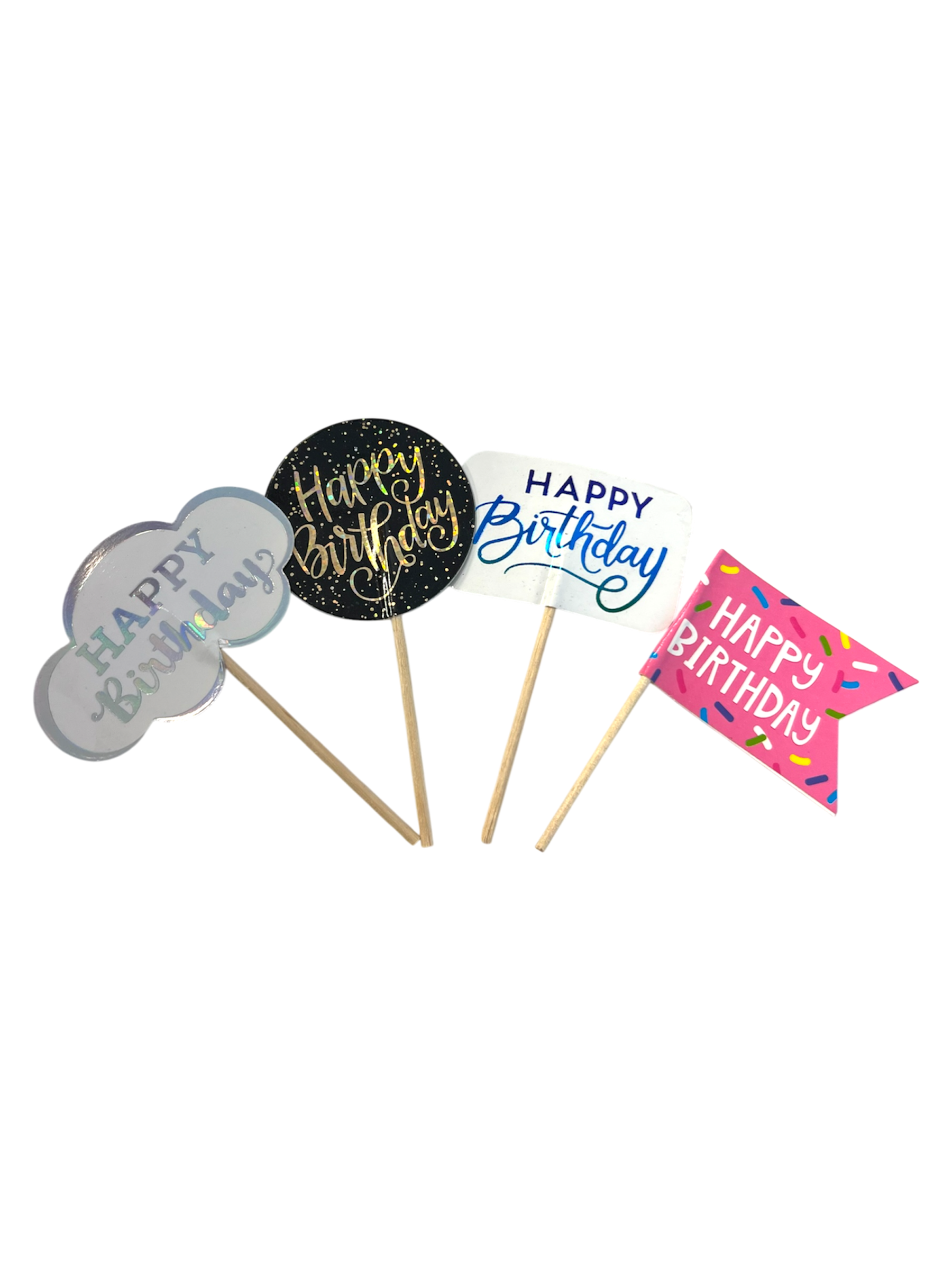 Small Happy Birthday cake toppers for dog and cat cakes from The Barkery Las Vegas stylish reusable party decorations.