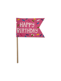 Small pink Happy Birthday flag cake topper with colorful sprinkles design for dog and cat cakes from The Barkery Las Vegas.