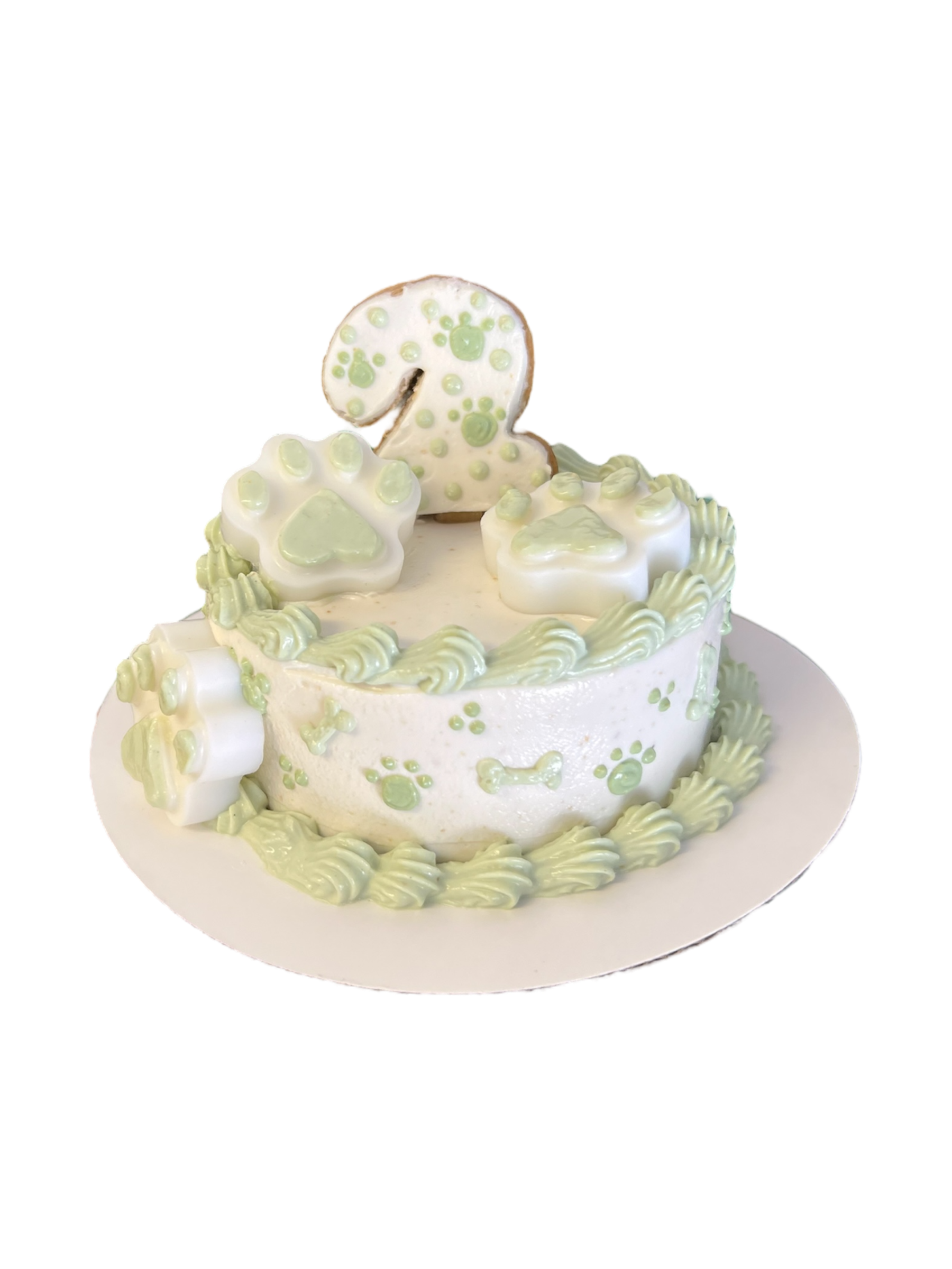 Custom Age Dog Cake with Paw Prints and Bones (Organic)