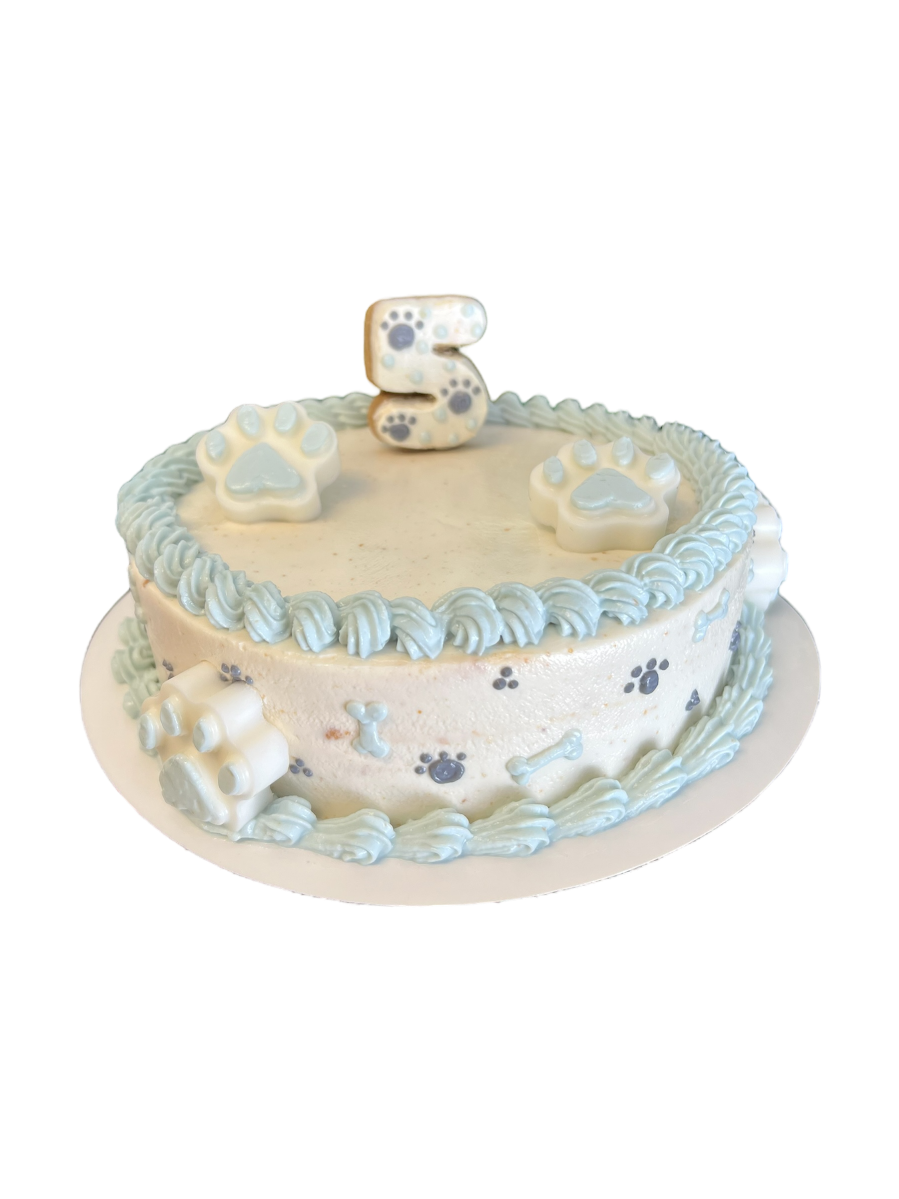 Custom Age Dog Cake with Paw Prints and Bones (Organic)