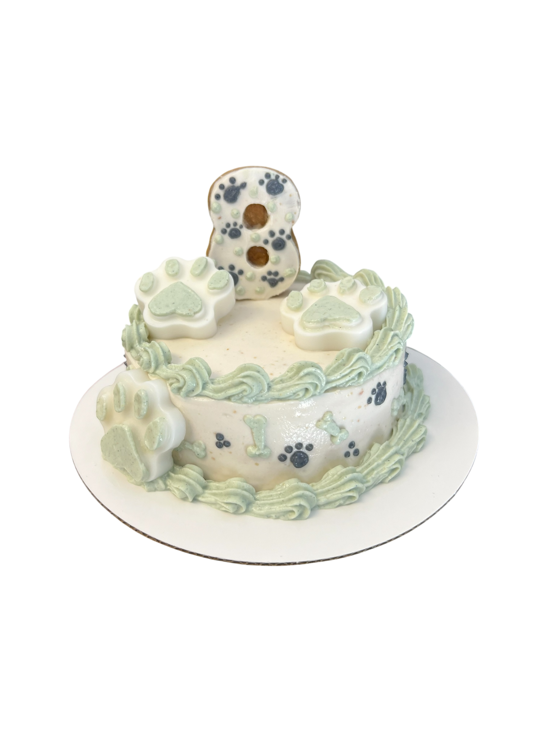 Custom Age Dog Cake with Paw Prints and Bones (Organic)